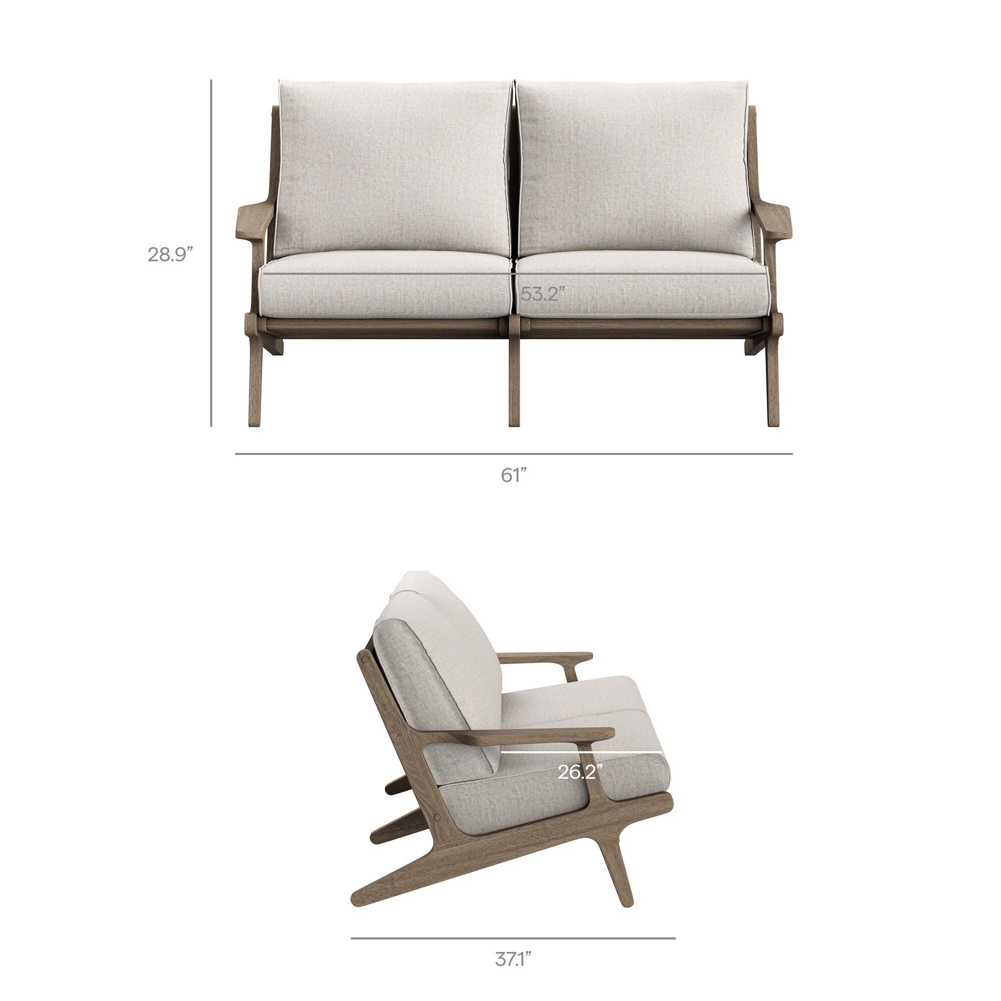 Modway Saratoga Outdoor Loveseat, Pebble, large