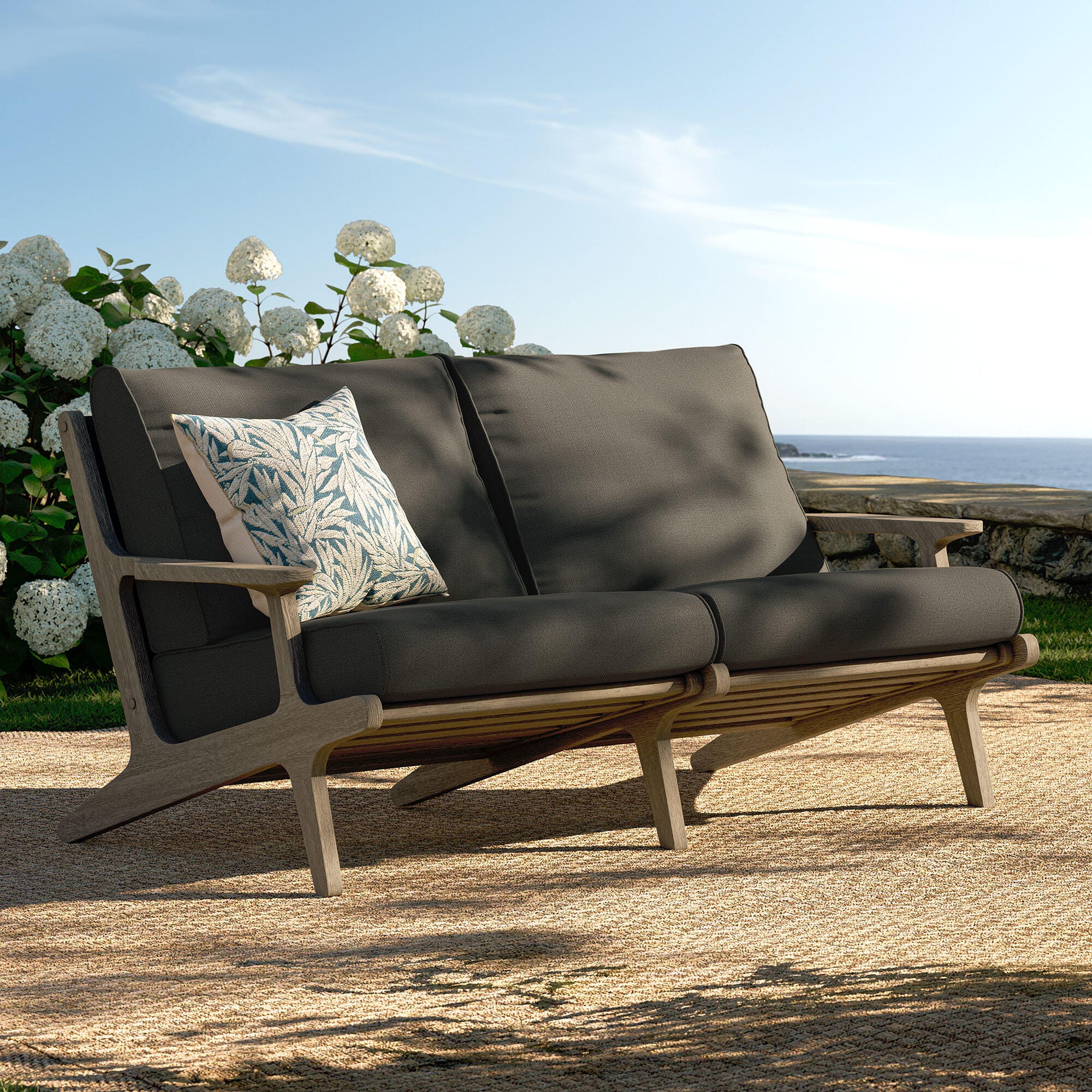 Modway Saratoga Outdoor Loveseat, Flint Gray, rollover