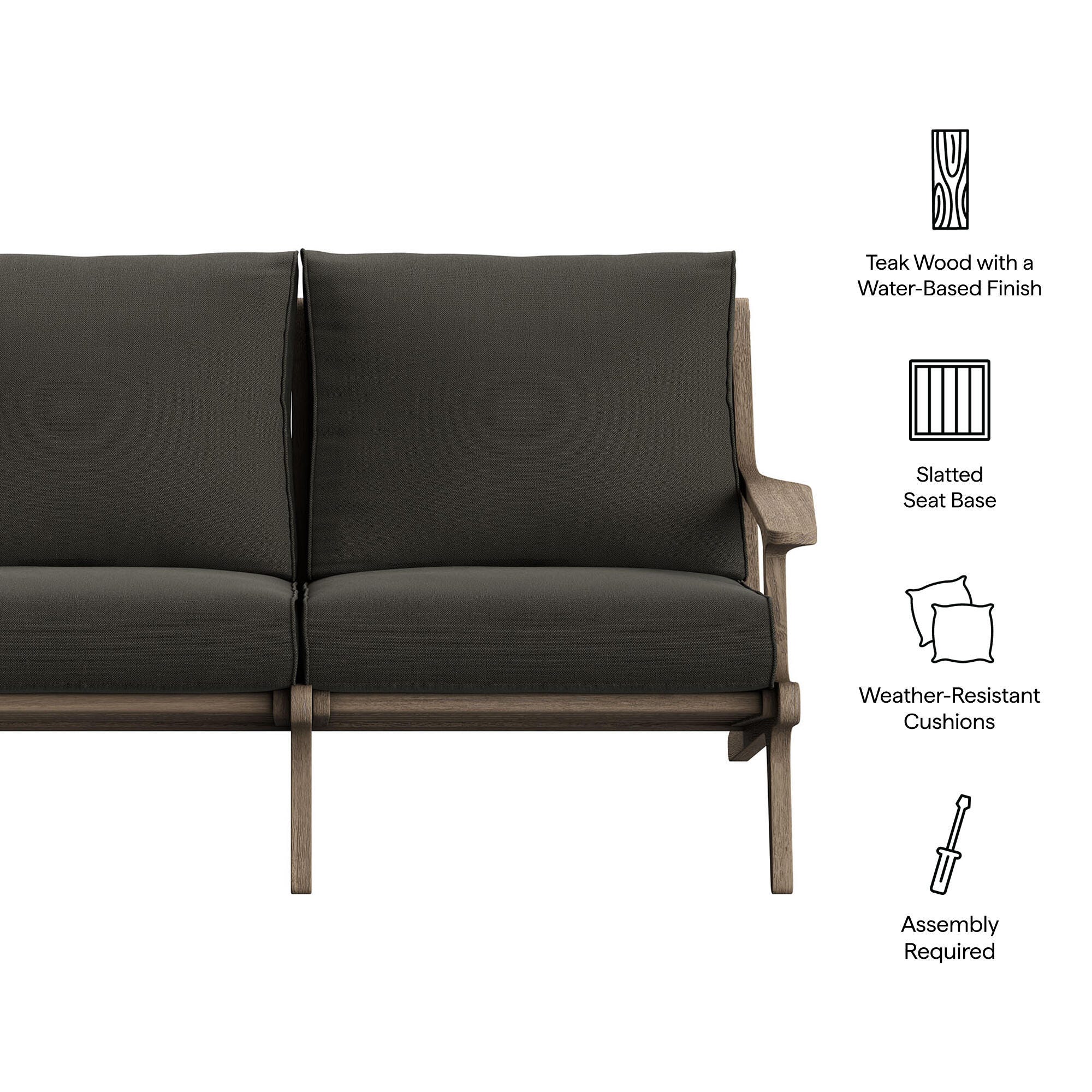 Modway Saratoga Outdoor Loveseat, Flint Gray, large