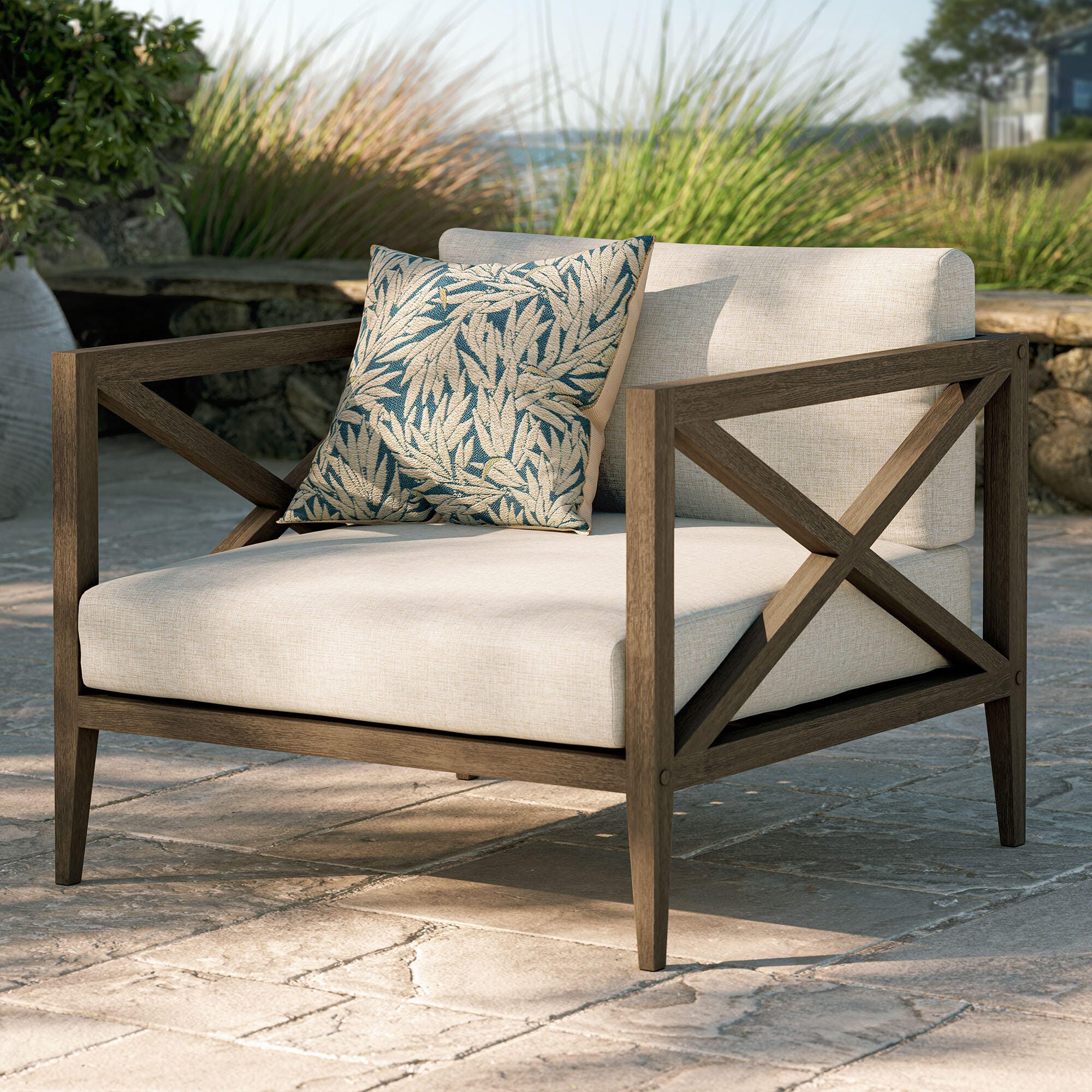 Modway Northlake Outdoor Lounge Chair, Pebble, rollover