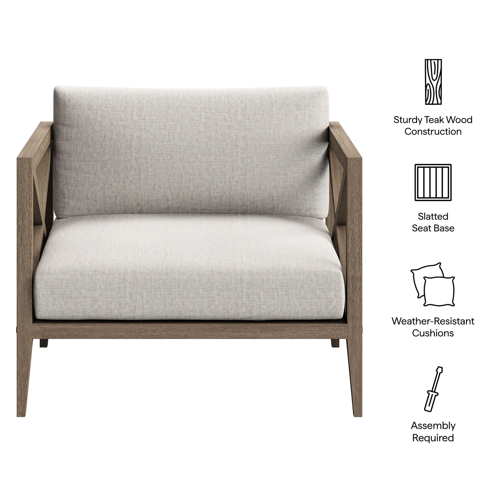 Modway Northlake Outdoor Lounge Chair, Pebble, large