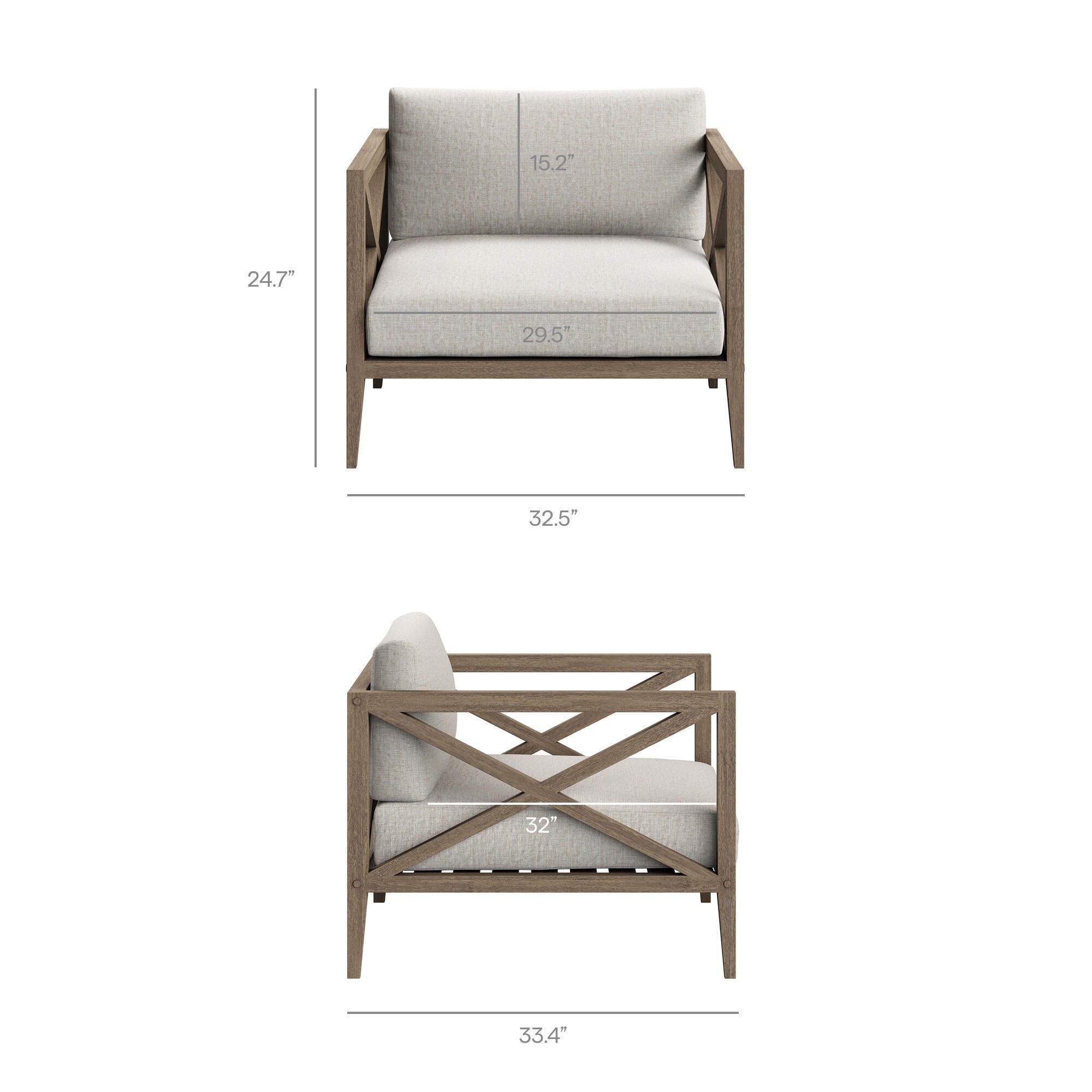 Modway Northlake Outdoor Lounge Chair, Pebble, large