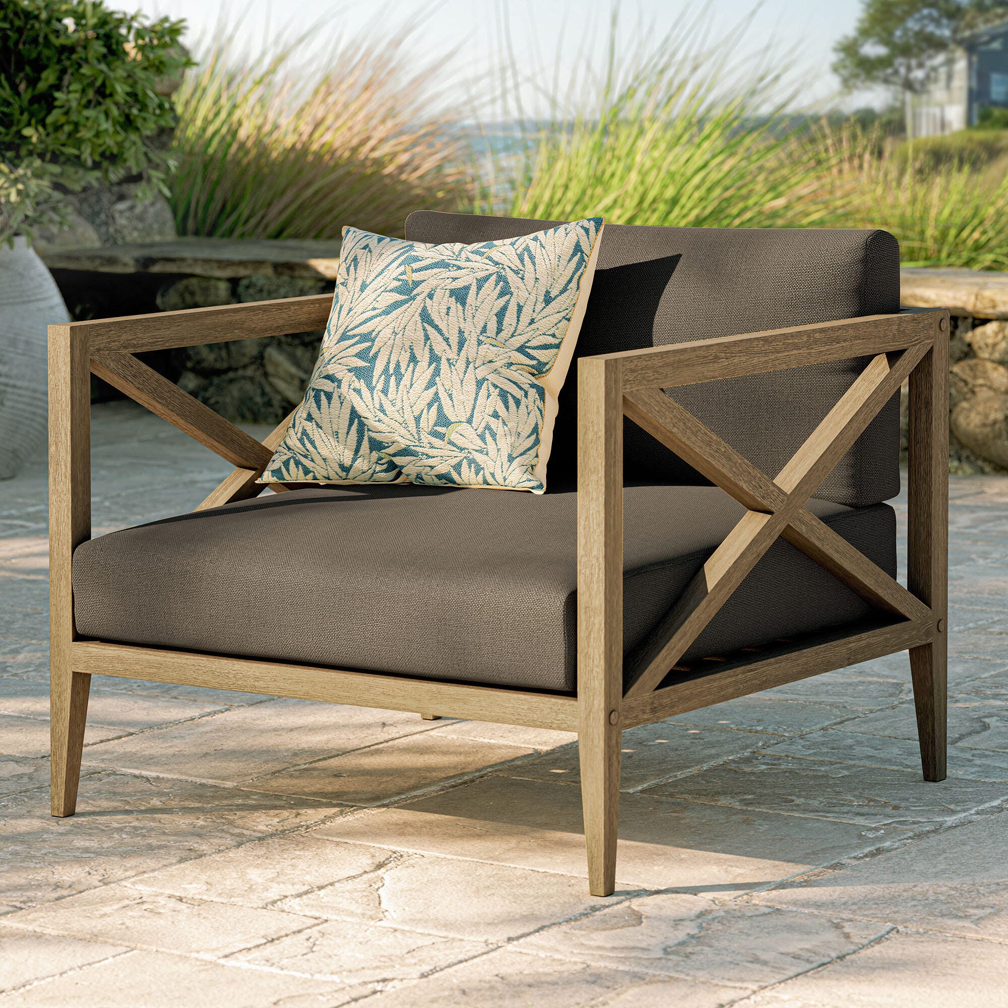 Modway Northlake Outdoor Lounge Chair, Flint Gray, rollover
