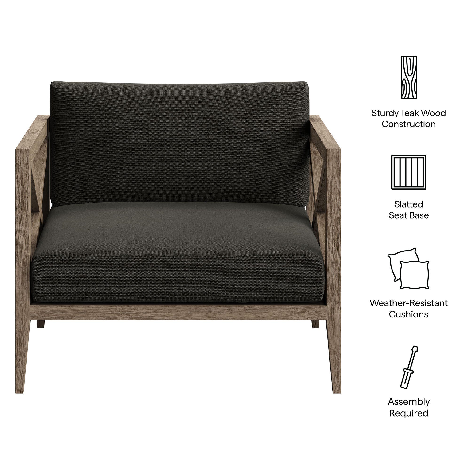 Modway Northlake Outdoor Lounge Chair, Flint Gray, large