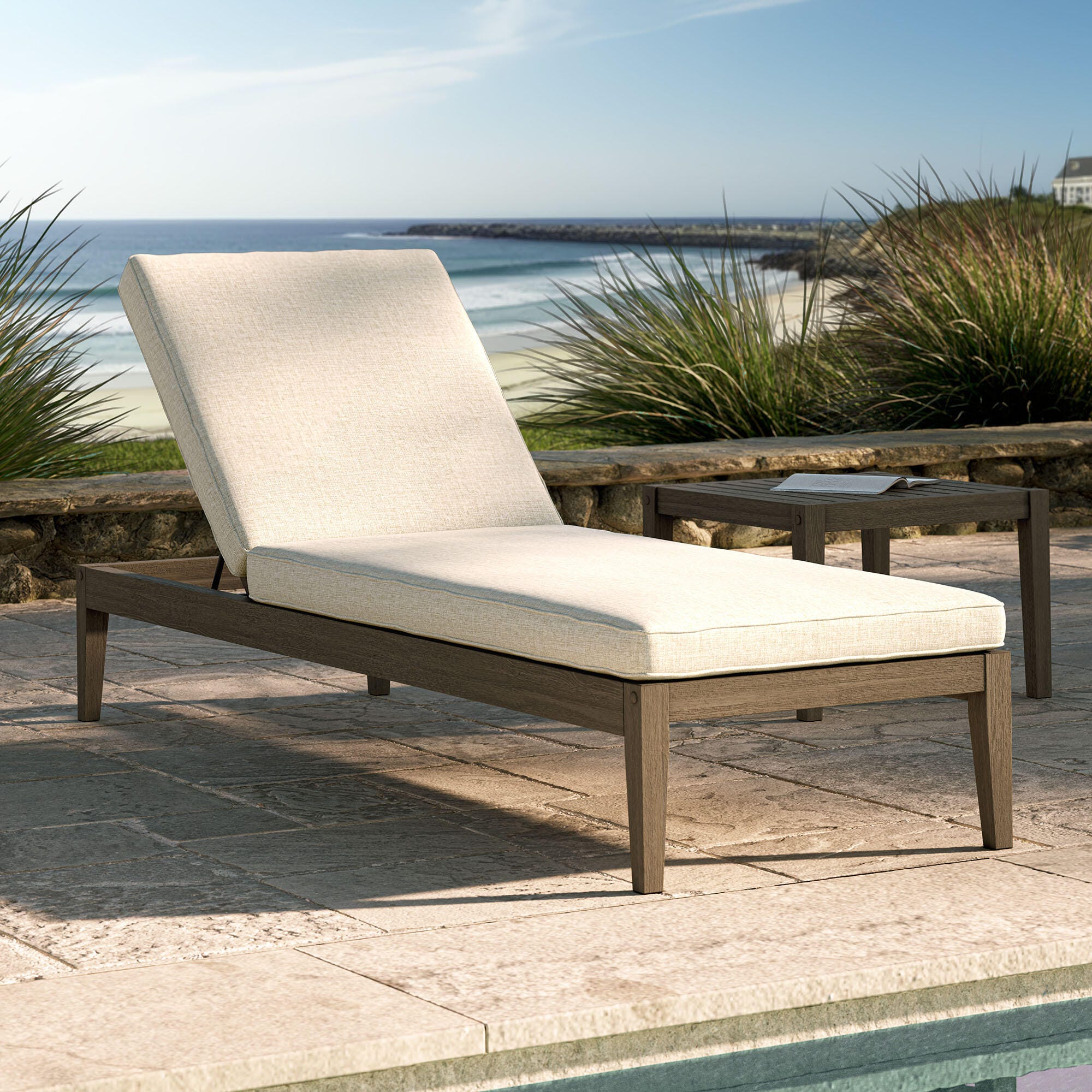 Modway Northlake Outdoor Chaise Lounge, Pebble, rollover