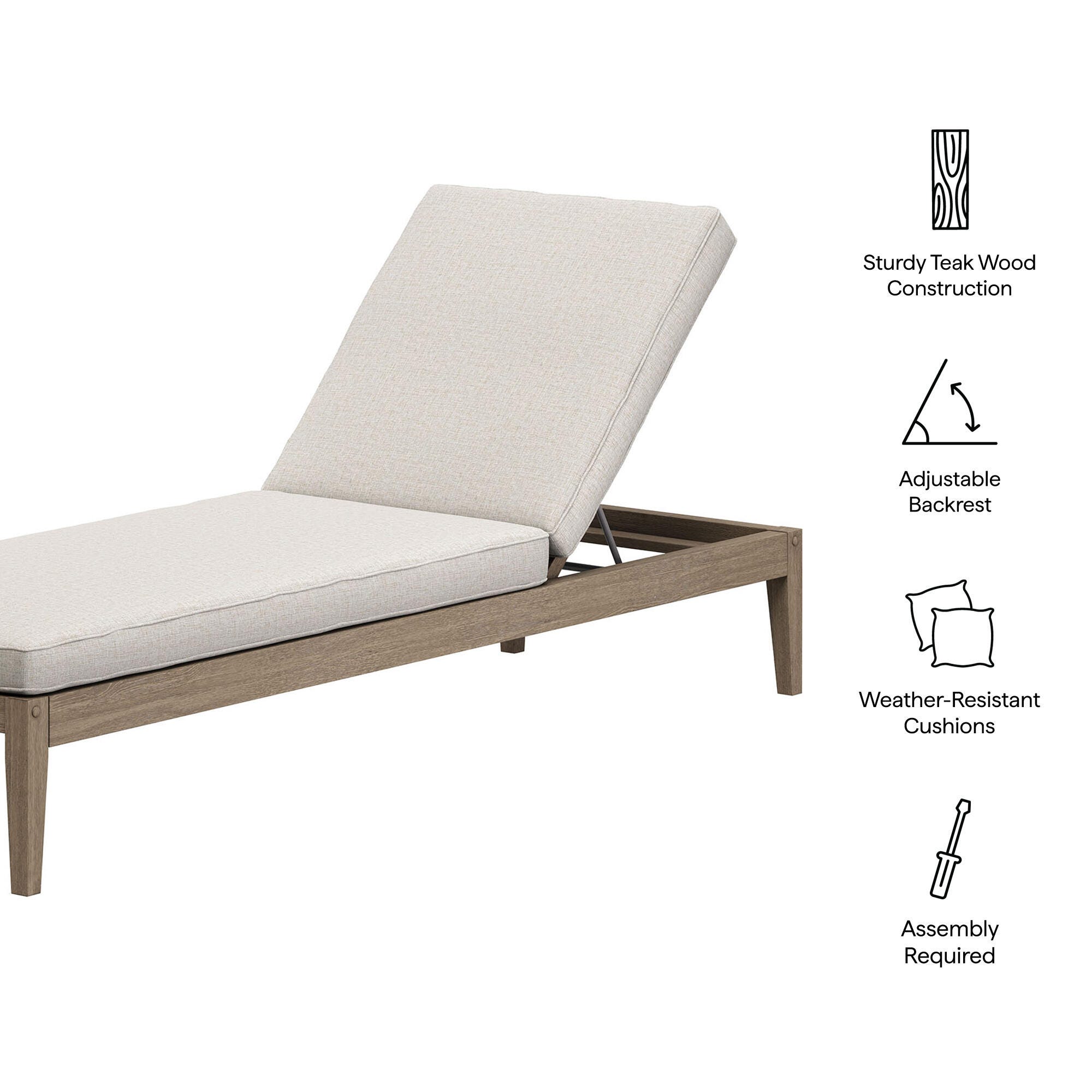 Modway Northlake Outdoor Chaise Lounge, Pebble, large