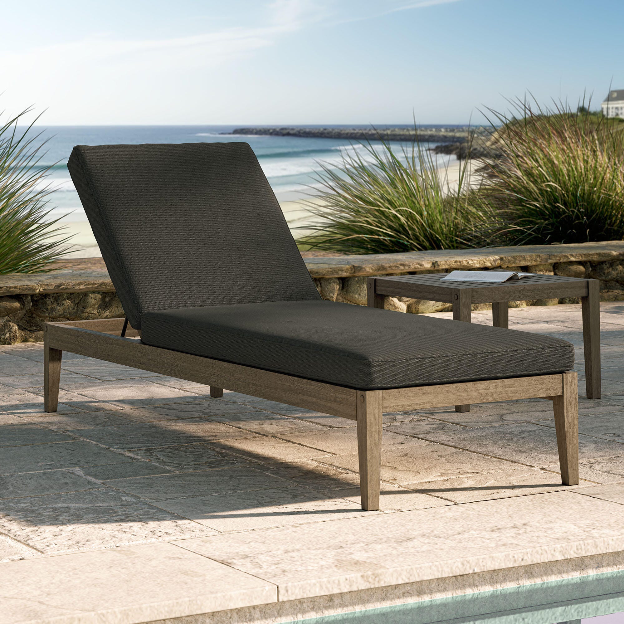 Modway Northlake Outdoor Chaise Lounge, Flint Gray, rollover