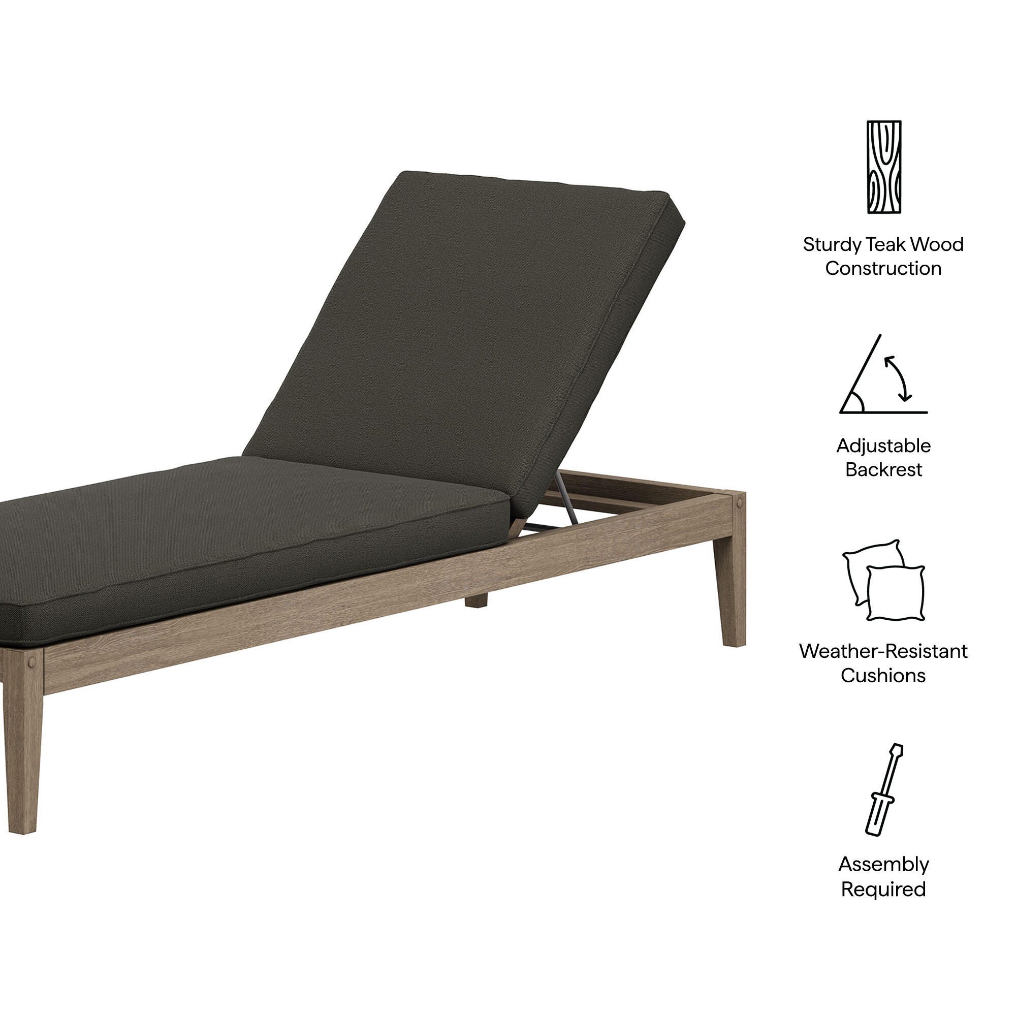 Modway Northlake Outdoor Chaise Lounge, Flint Gray, large