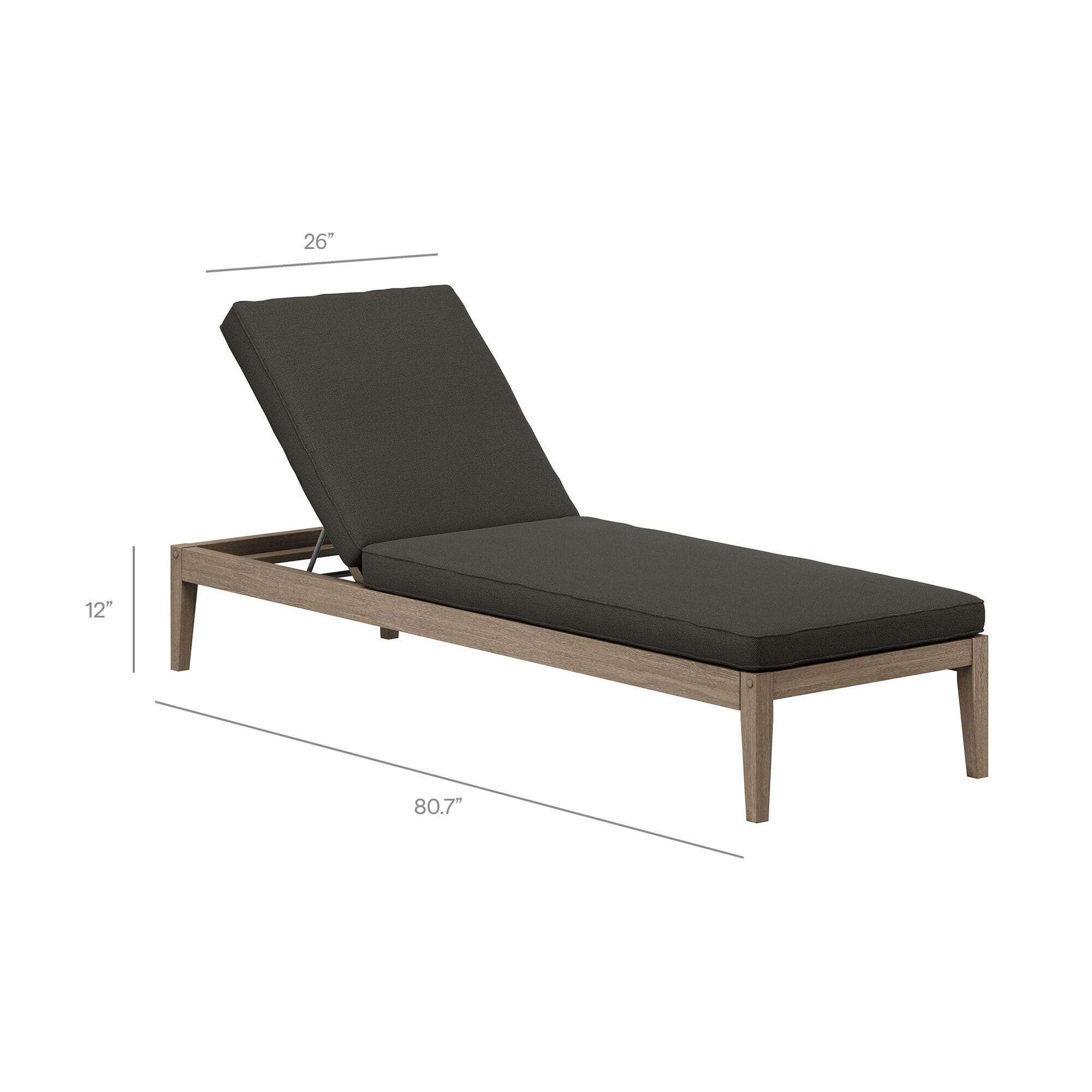 Modway Northlake Outdoor Chaise Lounge, Flint Gray, large