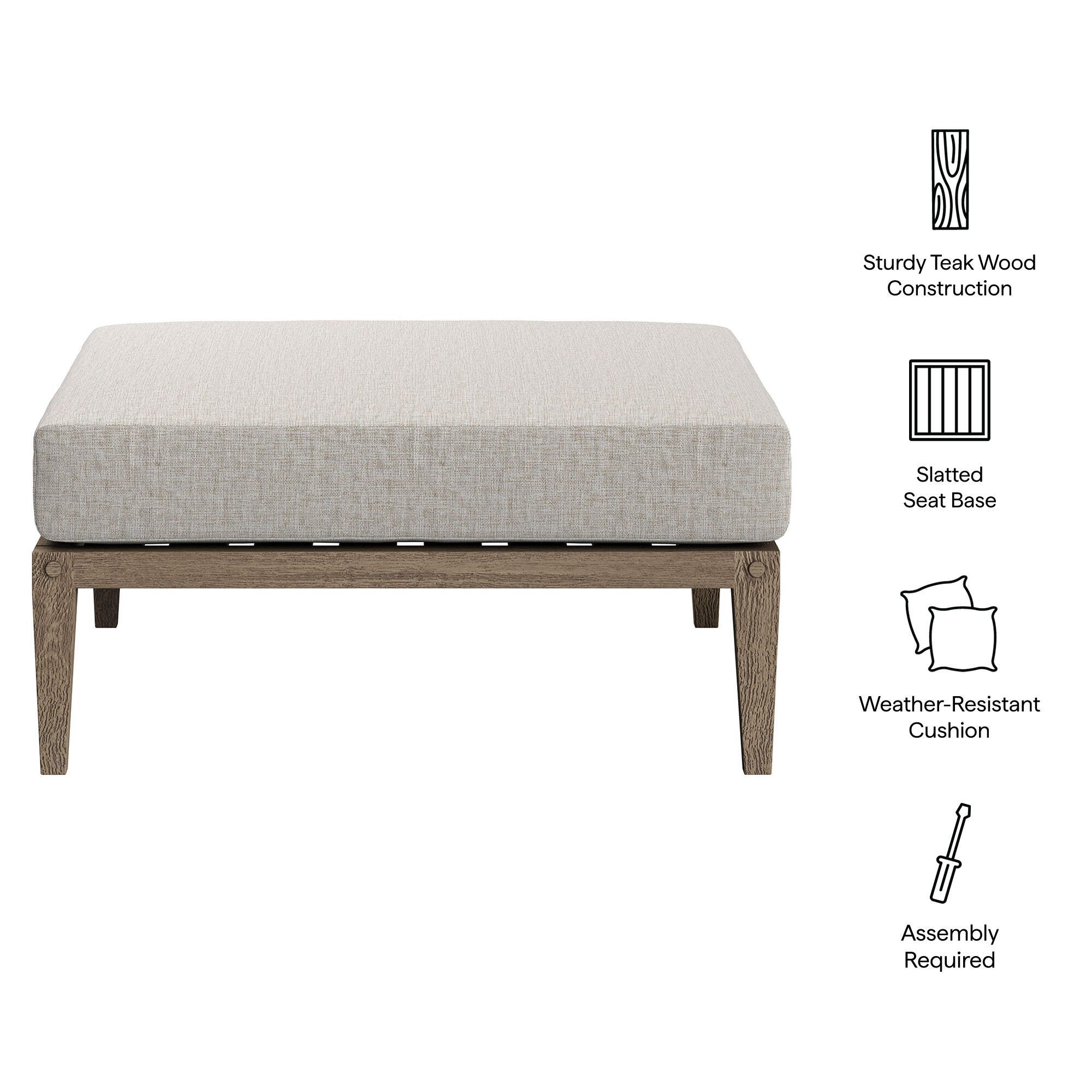 Modway Northlake Outdoor Ottoman, Pebble, large