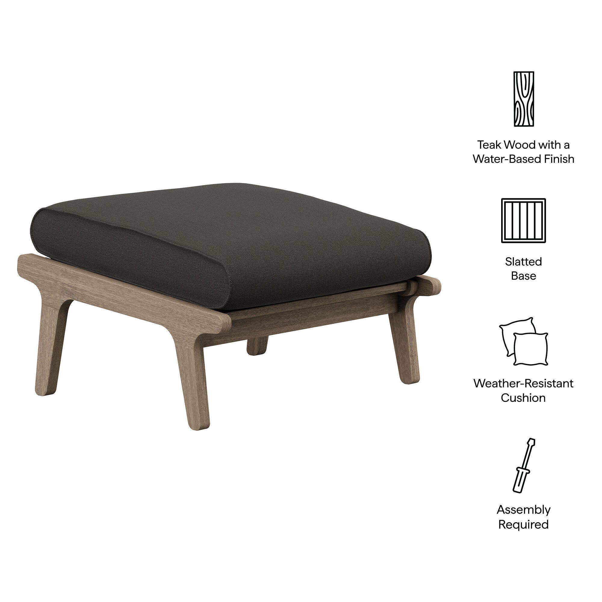 Modway Saratoga Outdoor Ottoman, Flint Gray, large