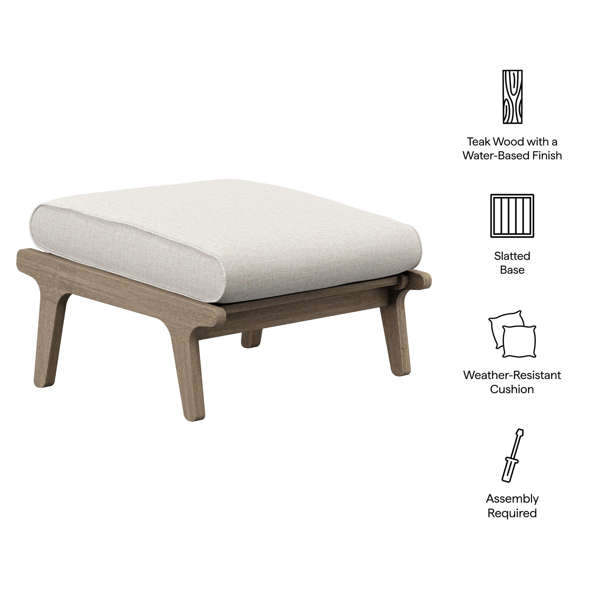 Modway Saratoga Outdoor Ottoman, Pebble, large