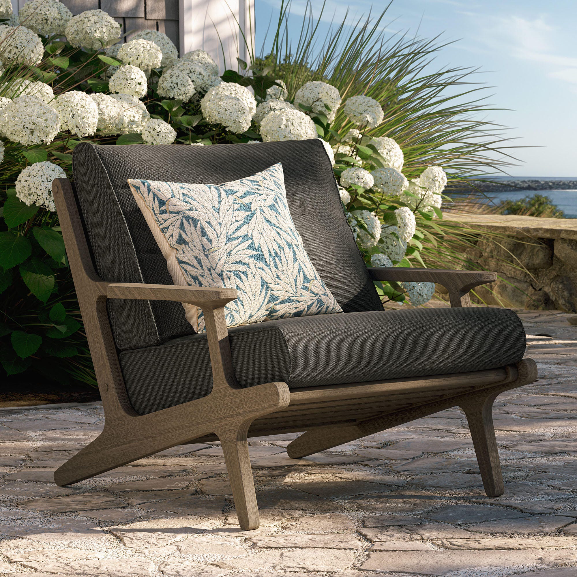 Modway Saratoga Outdoor Lounge Chair, Flint Gray, rollover