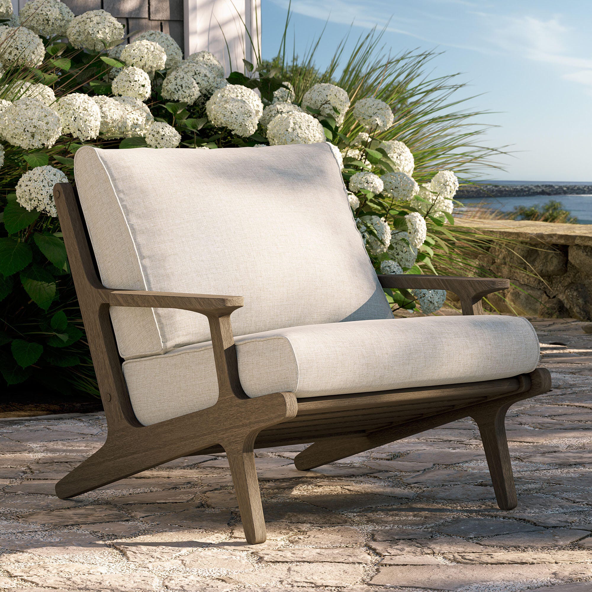Modway Saratoga Outdoor Lounge Chair, Pebble, rollover