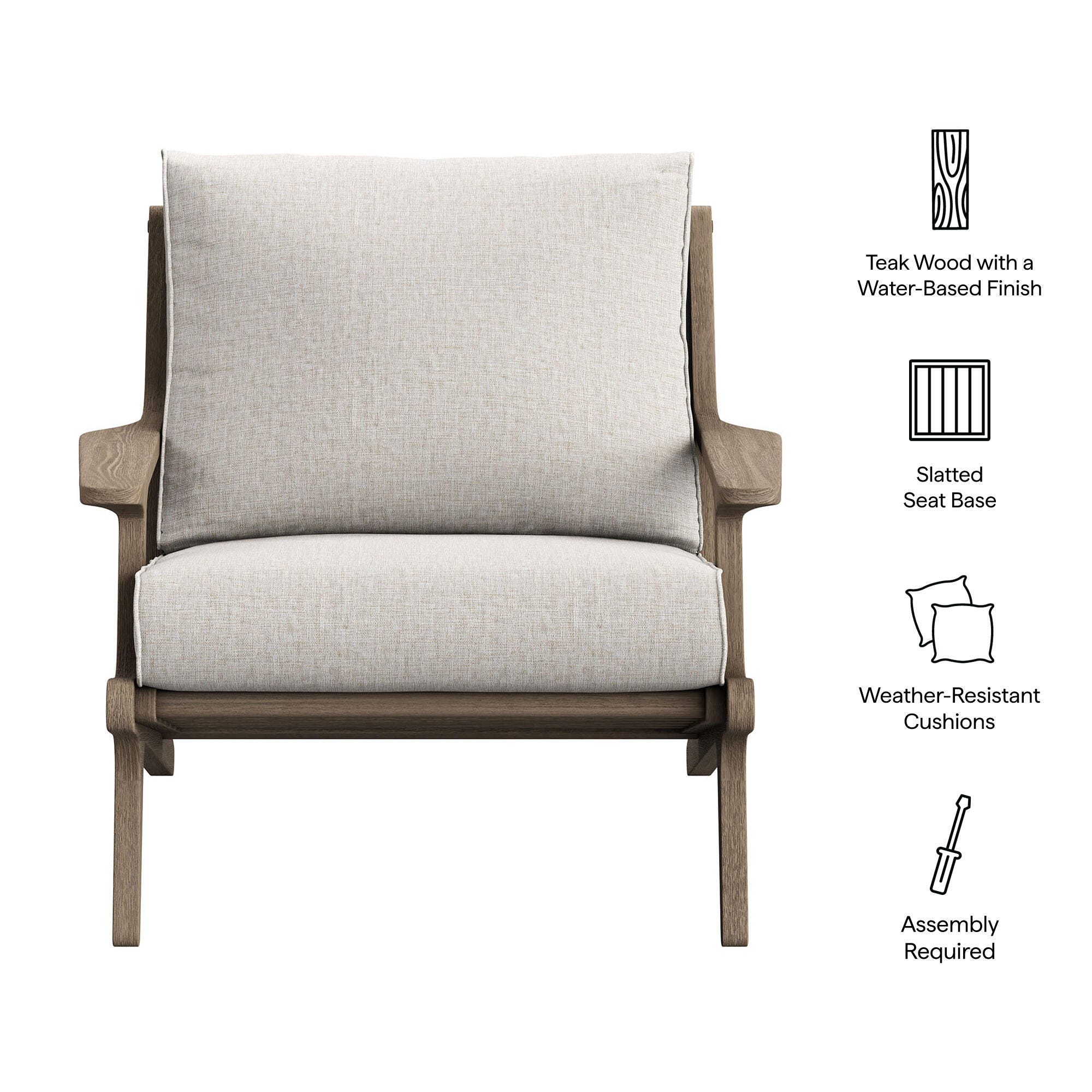 Modway Saratoga Outdoor Lounge Chair, Pebble, large