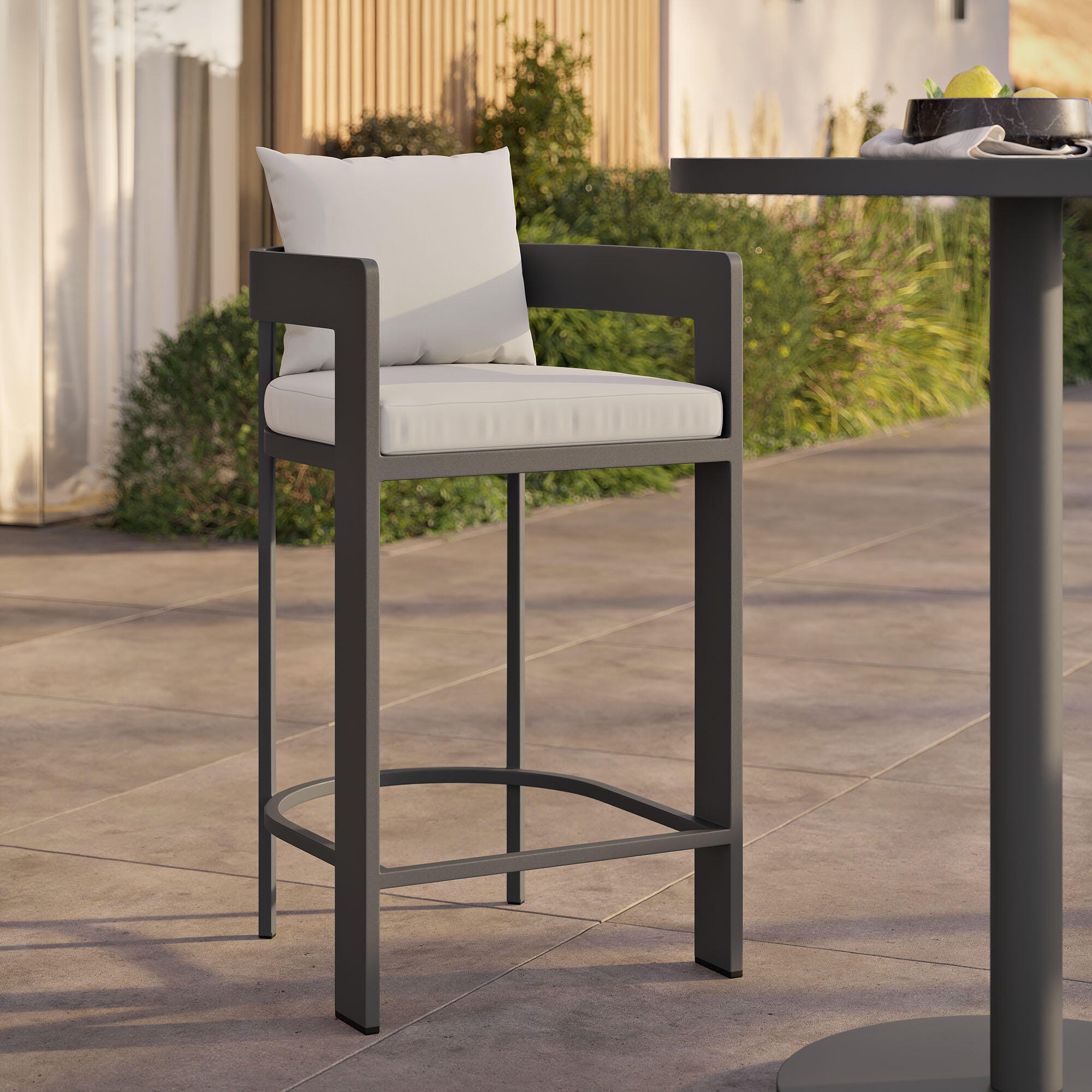 Modway Tahoe Outdoor Bar Stool, White, rollover