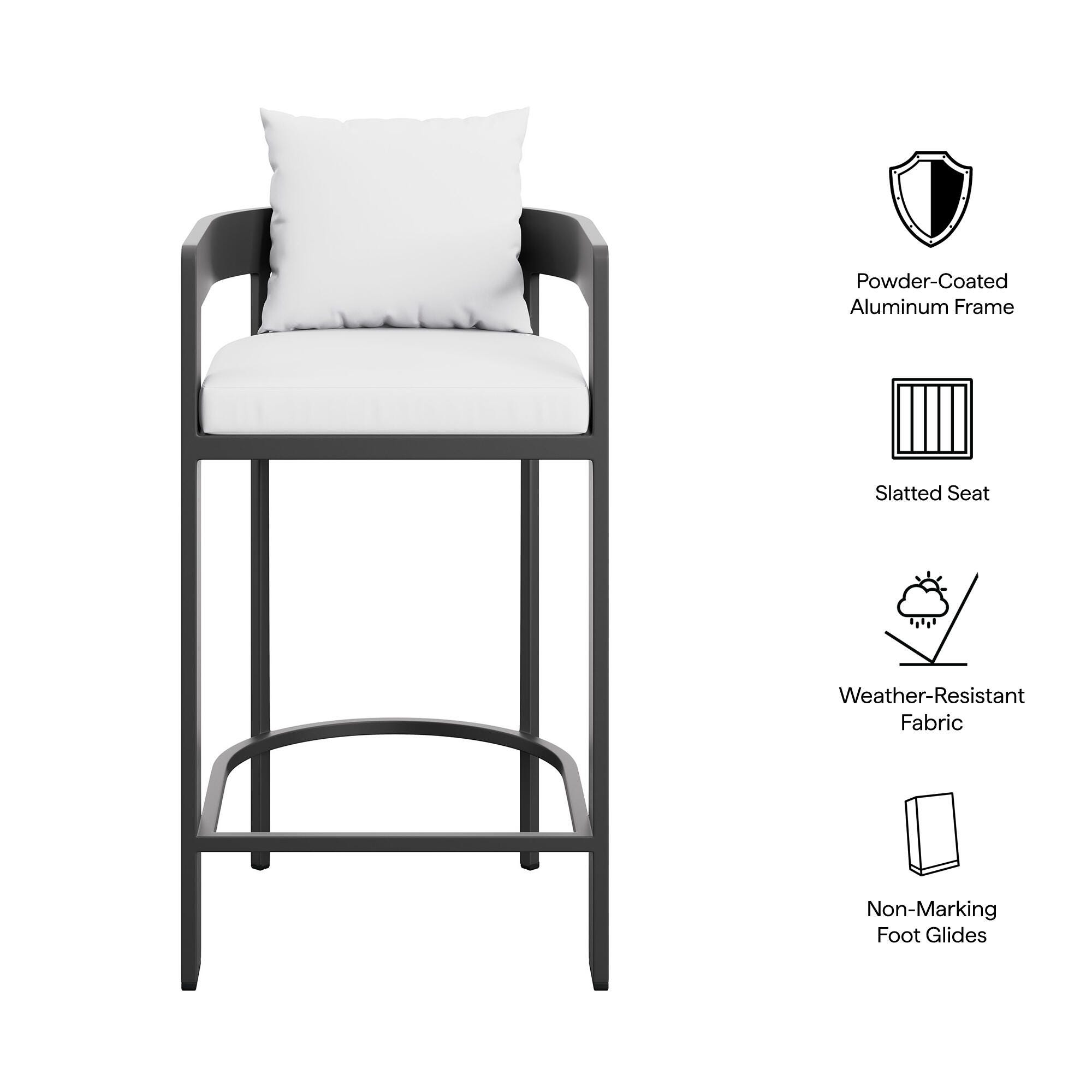 Modway Tahoe Outdoor Bar Stool, White, large