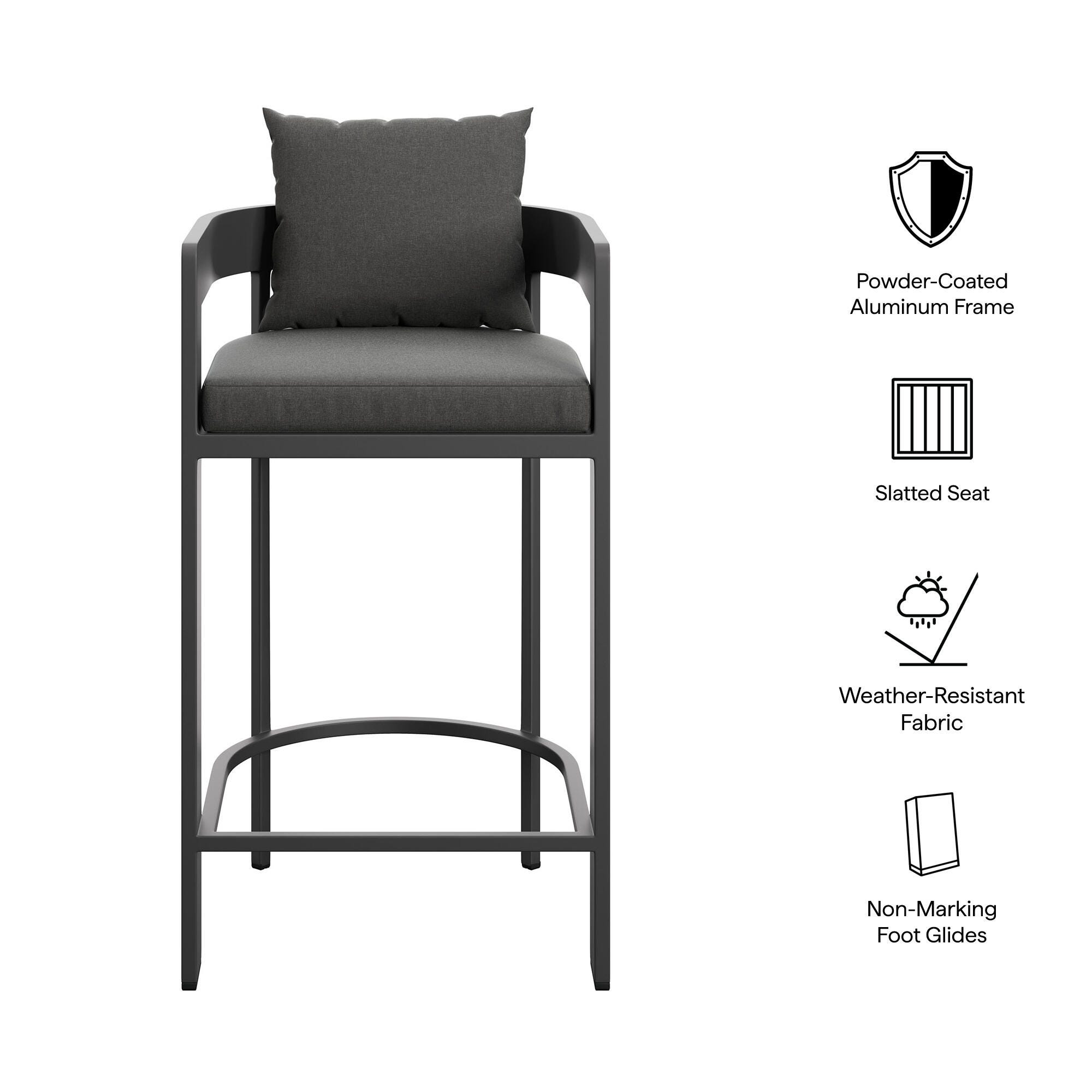 Modway Tahoe Outdoor Bar Stool, Charcoal, large