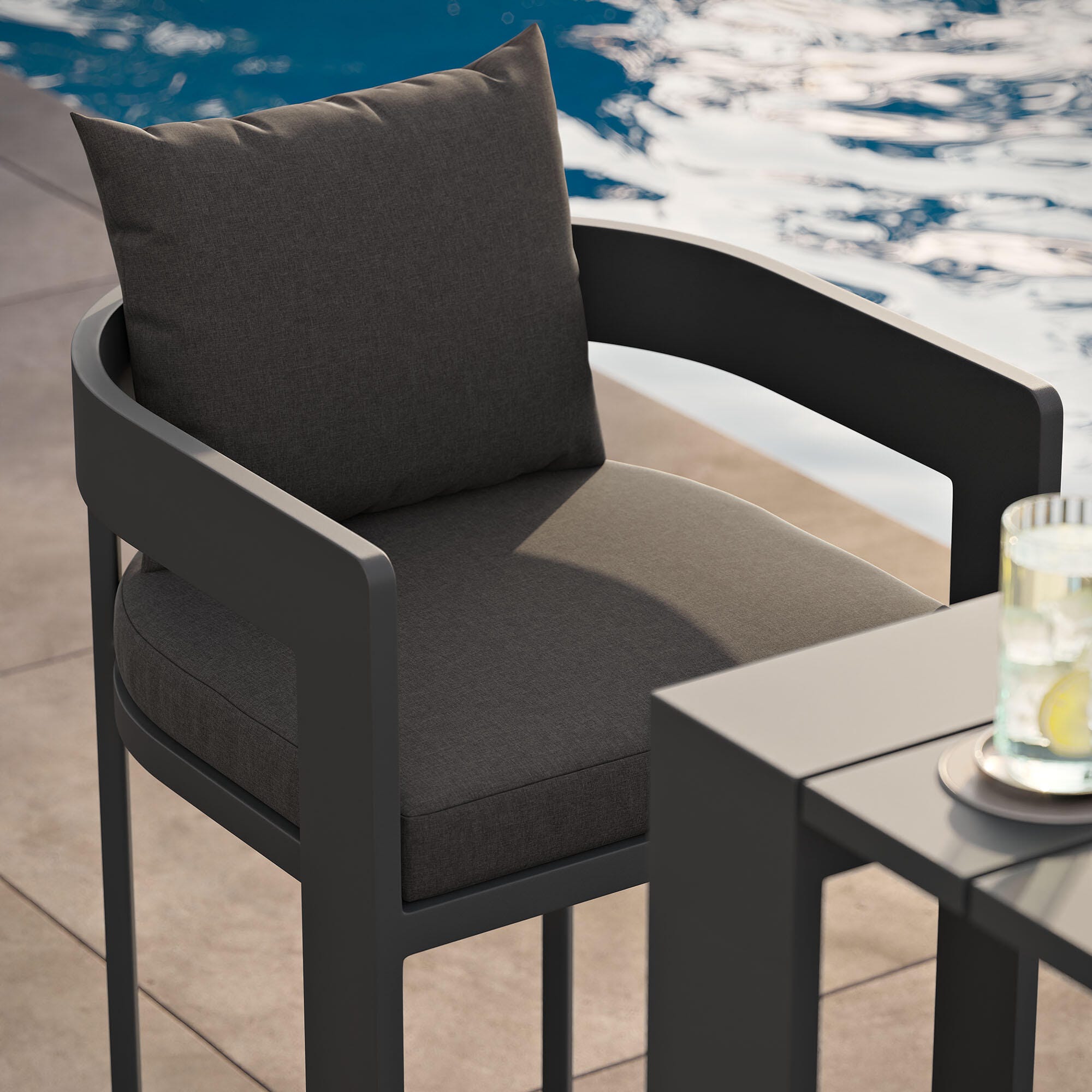 Modway Tahoe Outdoor Bar Stool, Charcoal, large