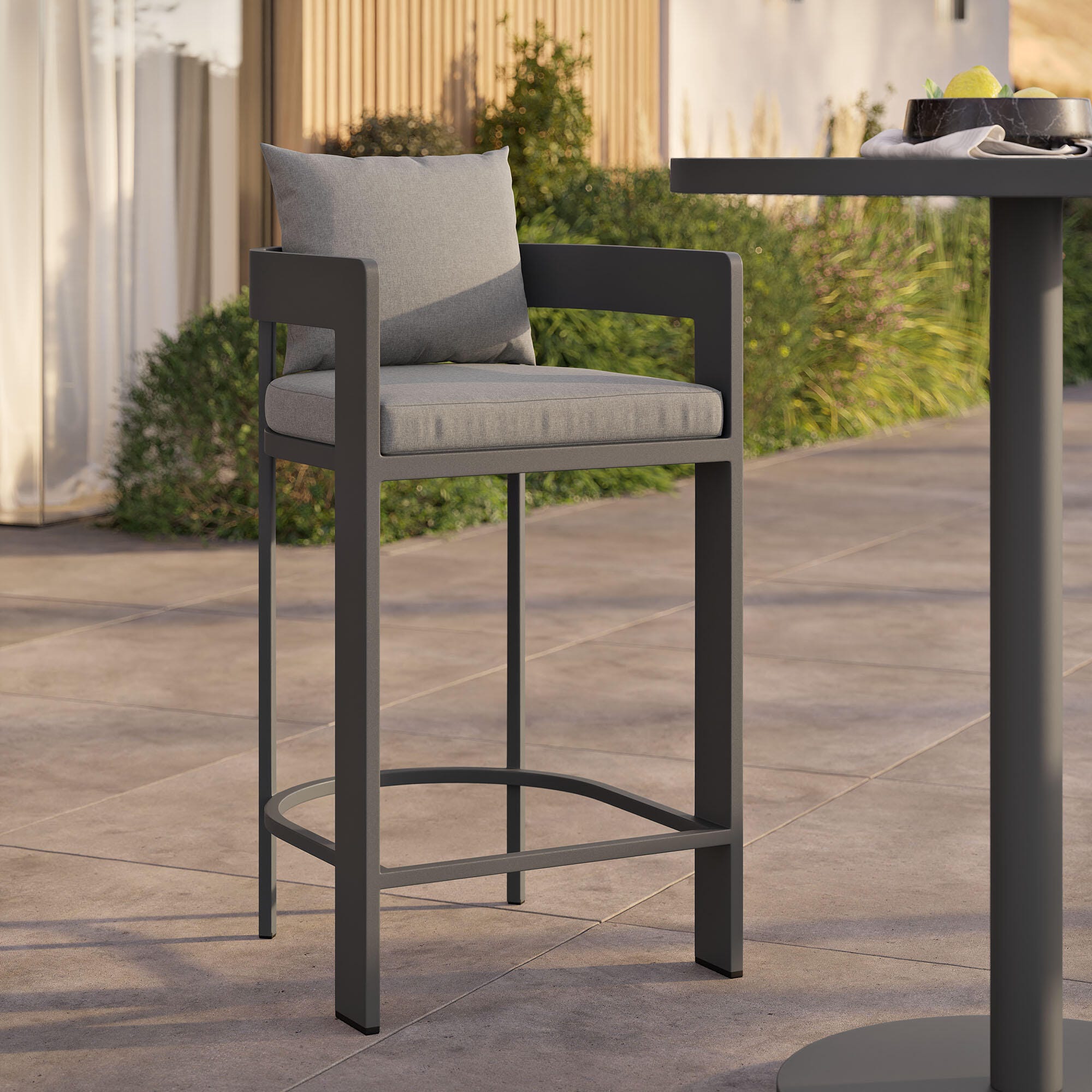 Modway Tahoe Outdoor Bar Stool, Gray, rollover