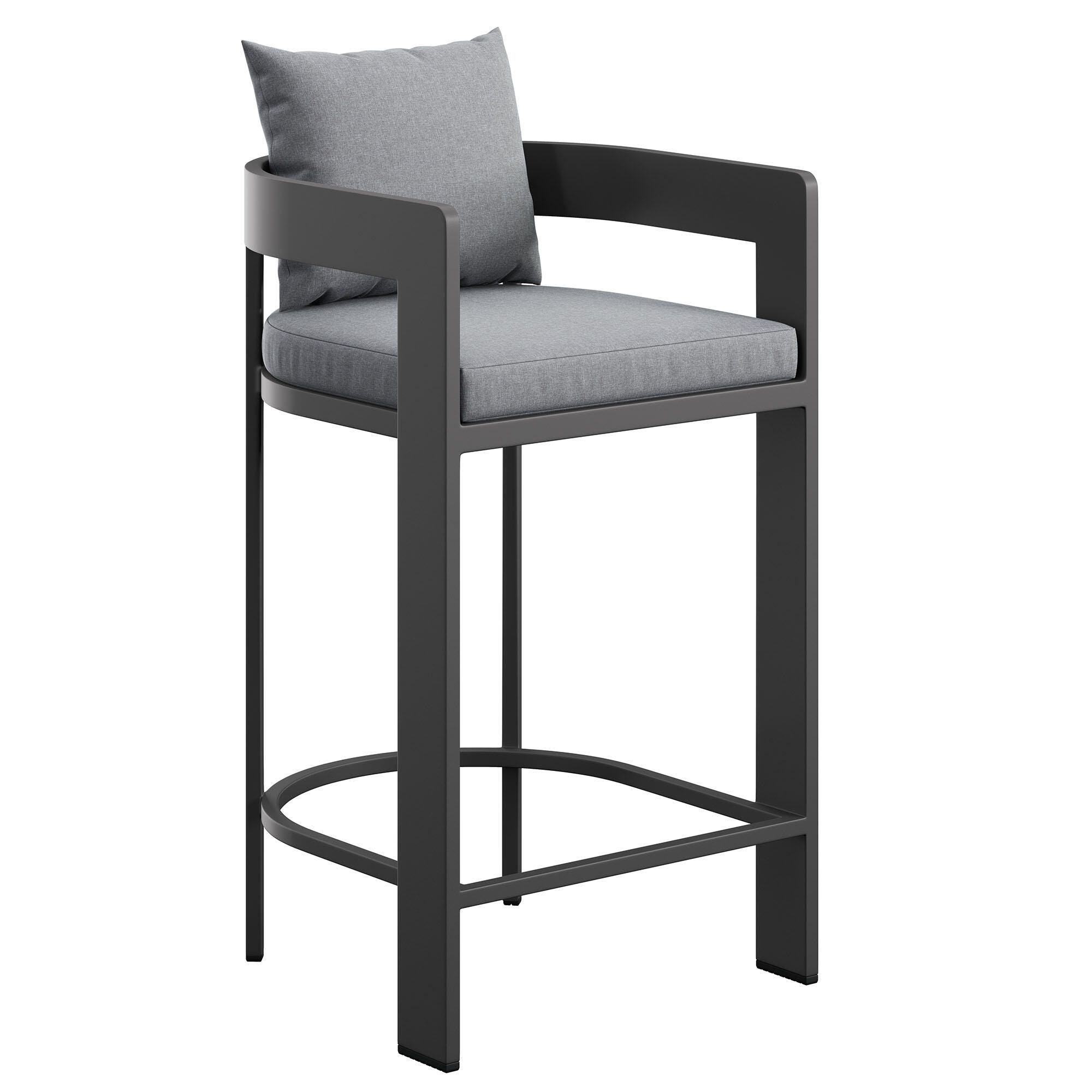 Modway Tahoe Outdoor Bar Stool, Gray, large