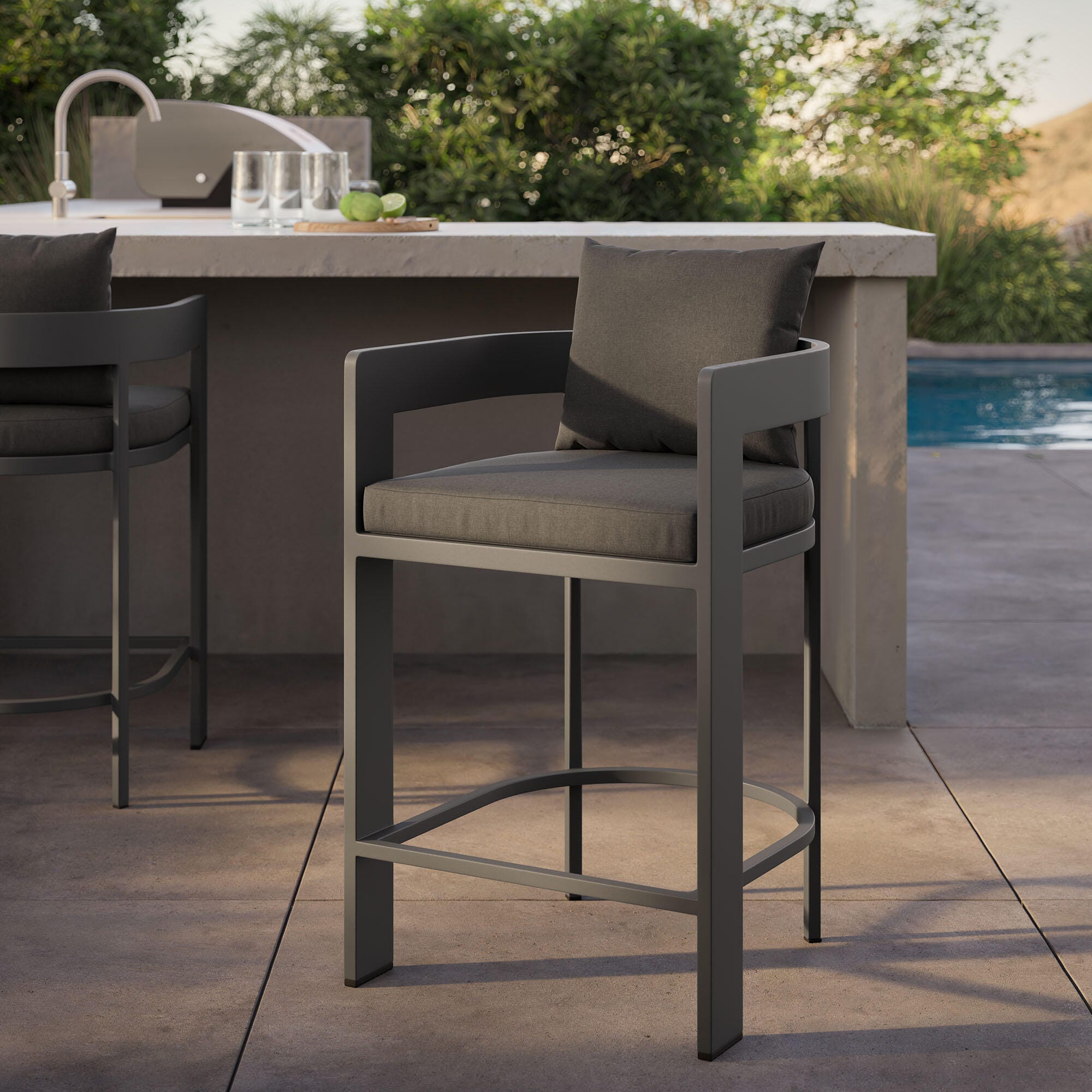 Modway Tahoe Outdoor Bar Stool, Charcoal, rollover