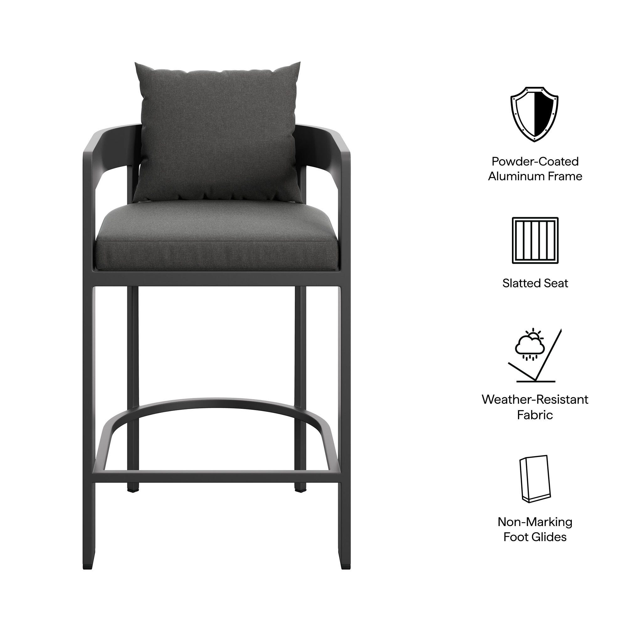 Modway Tahoe Outdoor Bar Stool, Charcoal, large