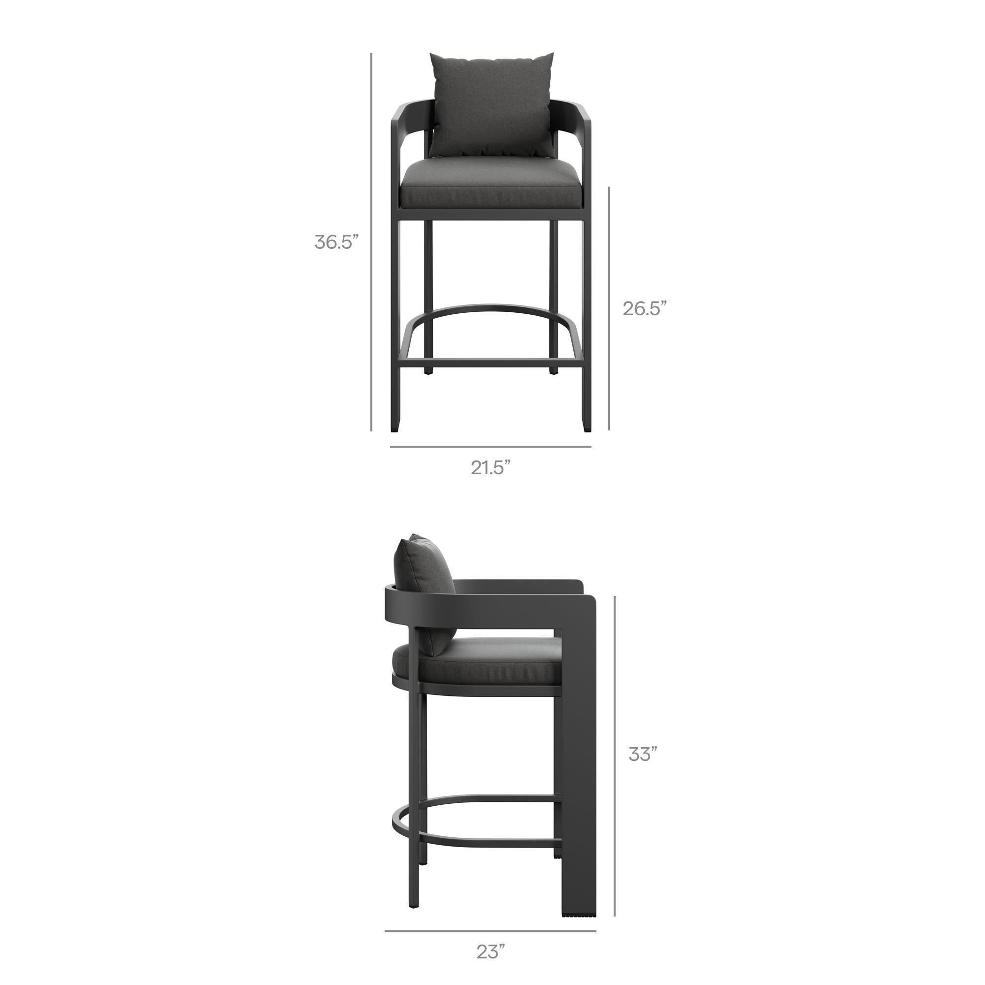 Modway Tahoe Outdoor Bar Stool, Charcoal, large