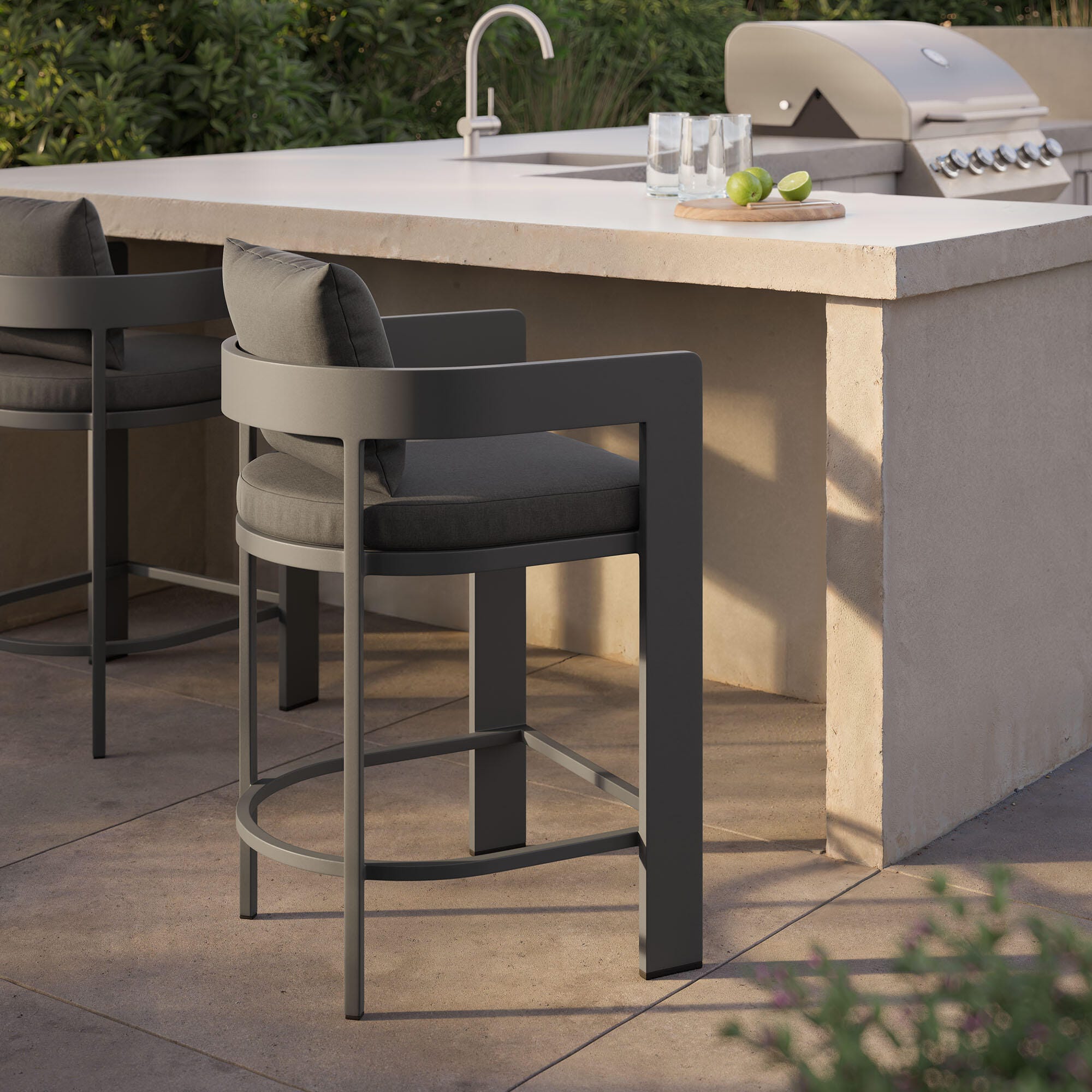 Modway Tahoe Outdoor Bar Stool, Charcoal, large
