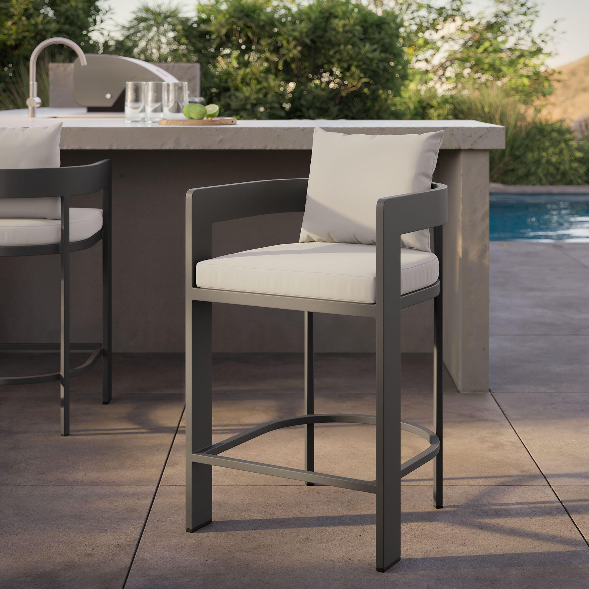 Modway Tahoe Outdoor Bar Stool, White, large