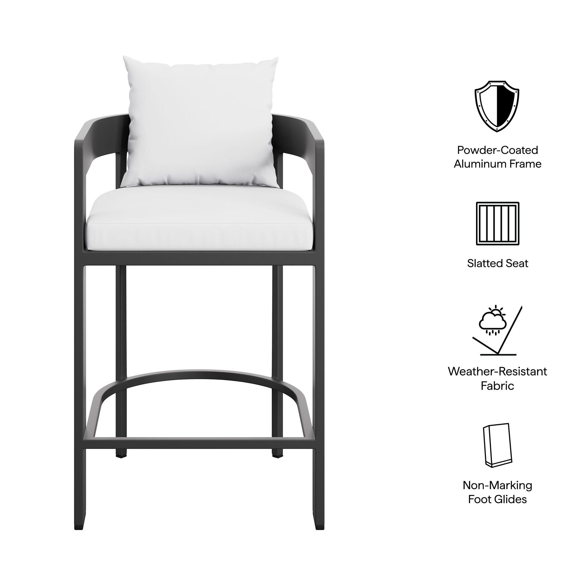 Modway Tahoe Outdoor Bar Stool, White, large