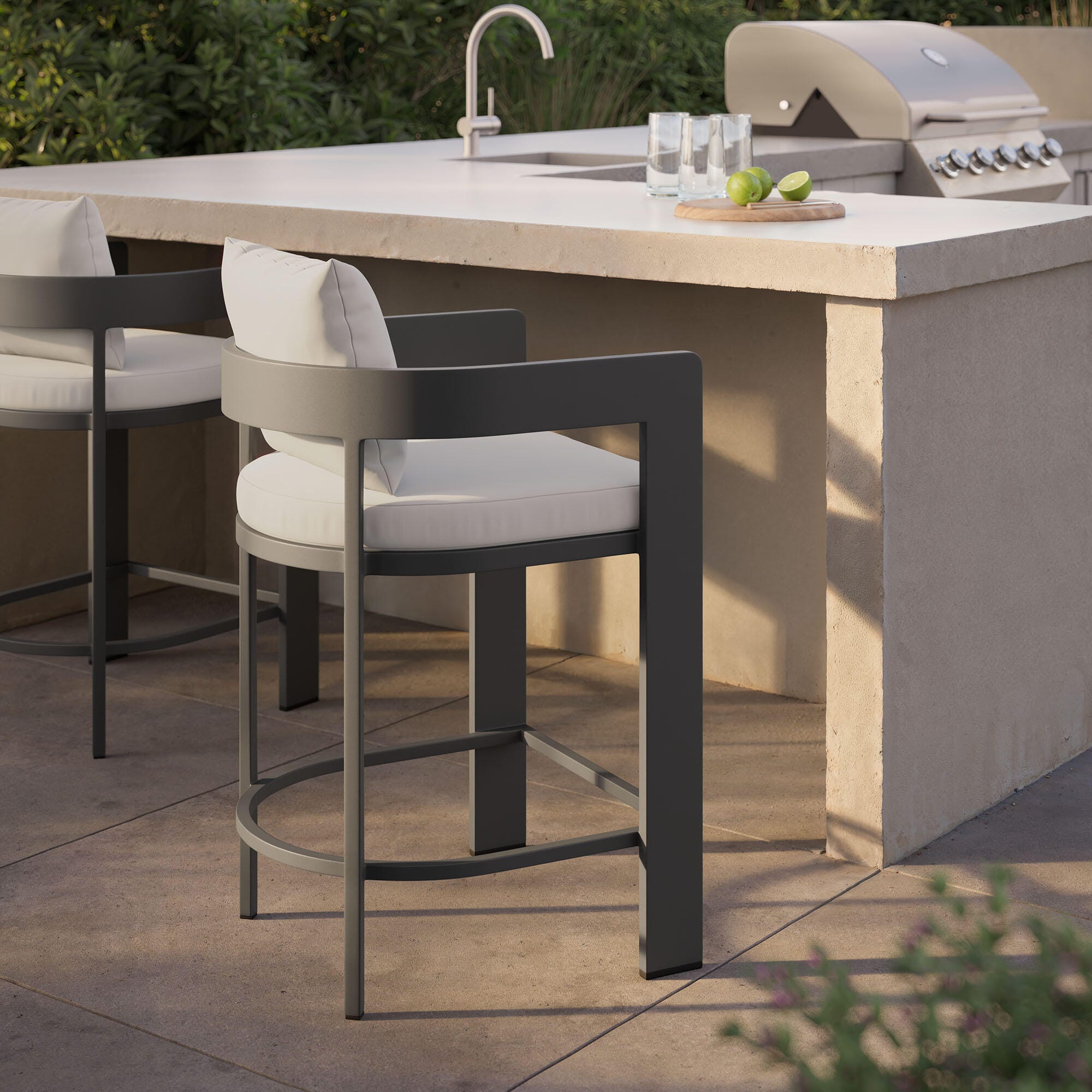 Modway Tahoe Outdoor Bar Stool, White, large