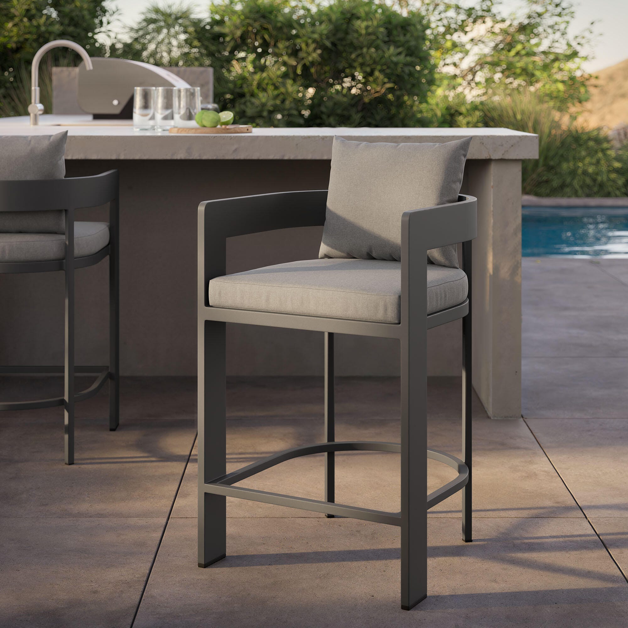 Modway Tahoe Outdoor Bar Stool, Gray, large