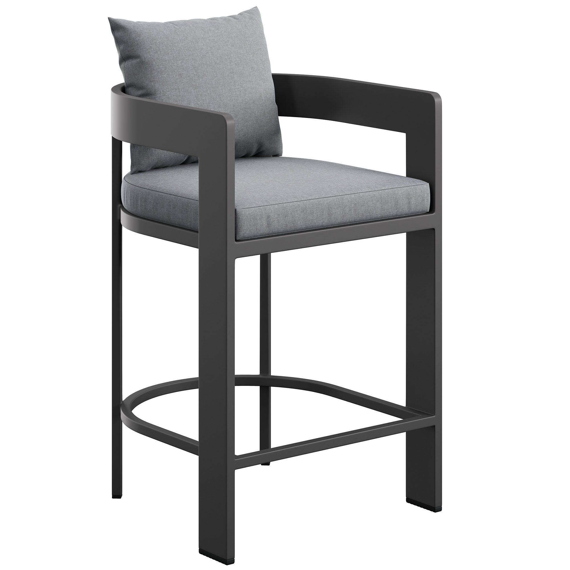Modway Tahoe Outdoor Bar Stool, Gray, large