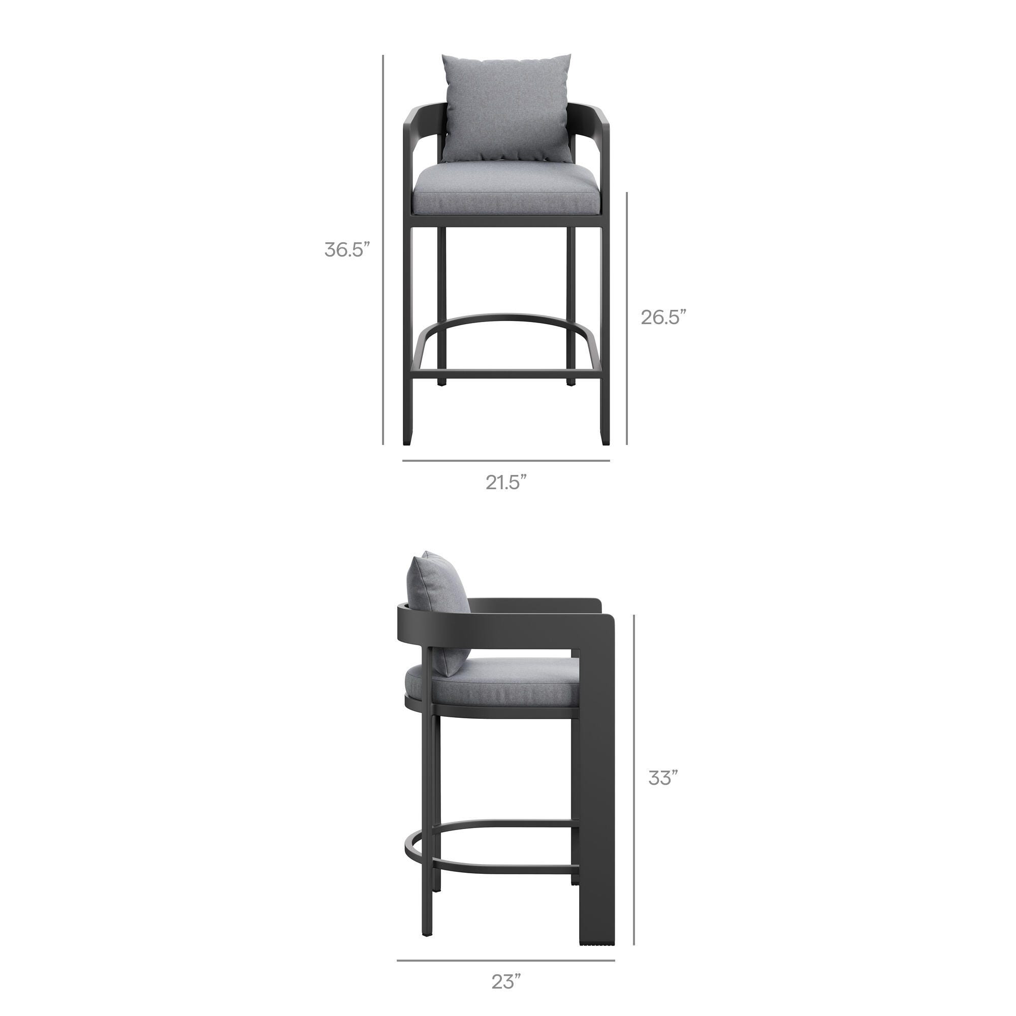 Modway Tahoe Outdoor Bar Stool, Gray, large