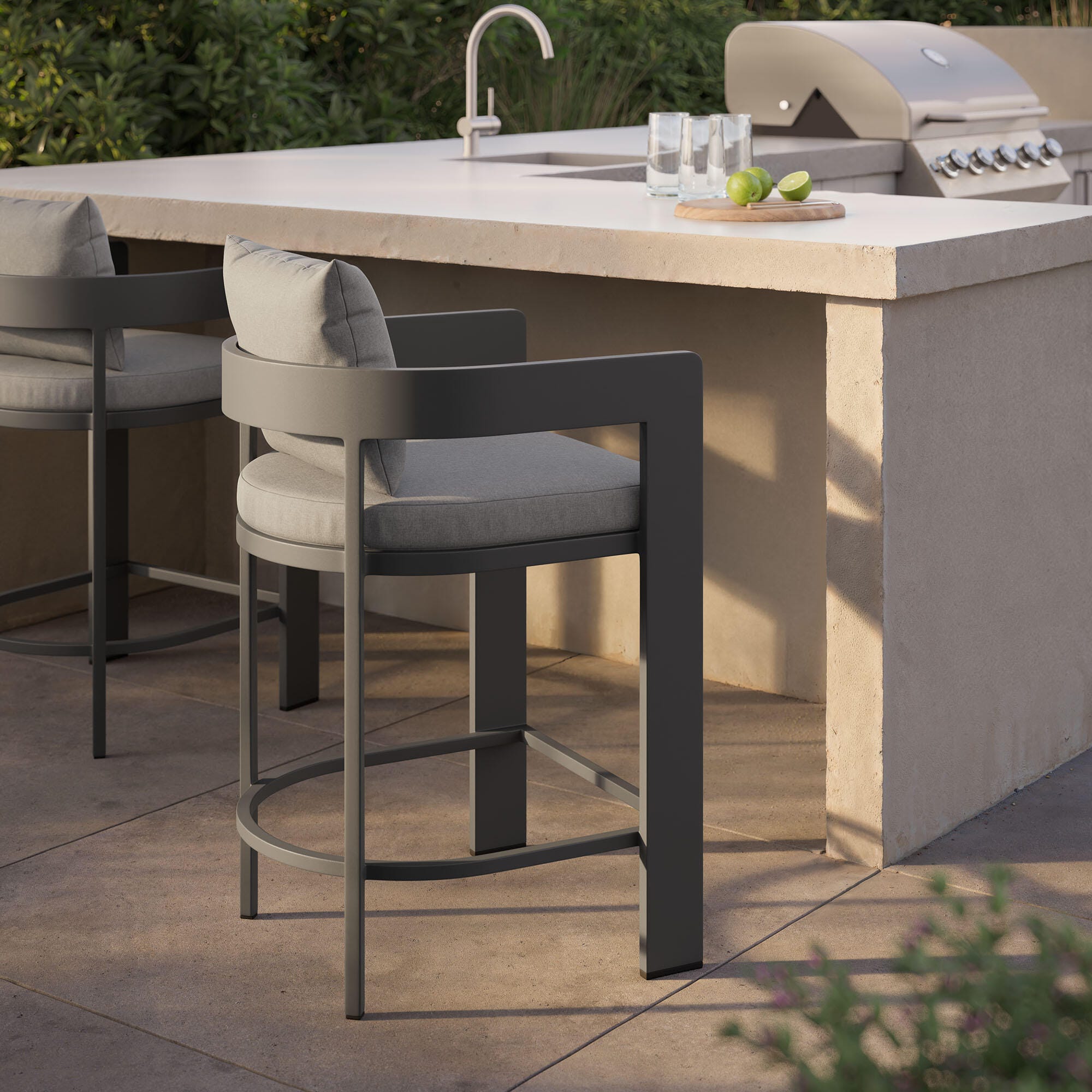 Modway Tahoe Outdoor Bar Stool, Gray, large
