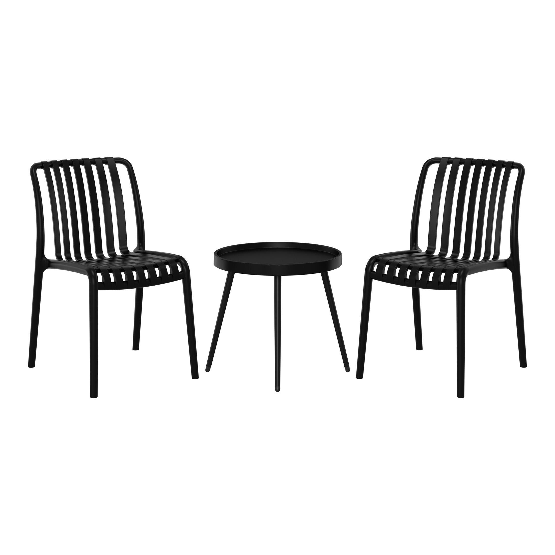 Westin Furniture Celestine Outdoor Side Table and 2 Chairs, Black, large