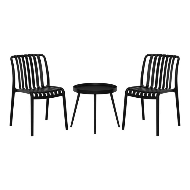 Westin Furniture Celestine Outdoor Side Table and 2 Chairs, Black