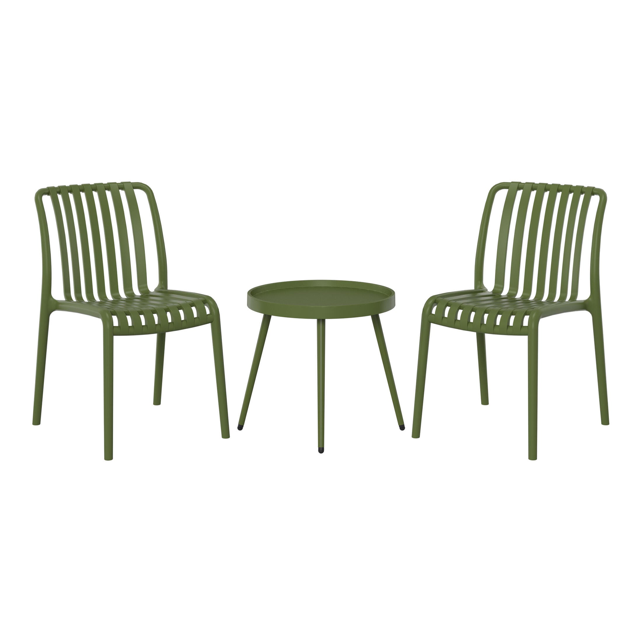 Westin Furniture Celestine Outdoor Side Table and 2 Chairs, Olive Green, large