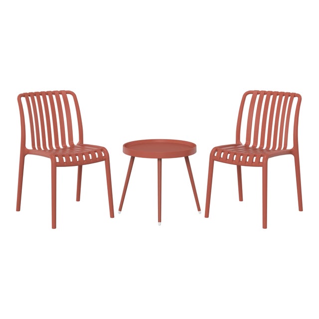 Westin Furniture Celestine Outdoor Side Table and 2 Chairs, Red