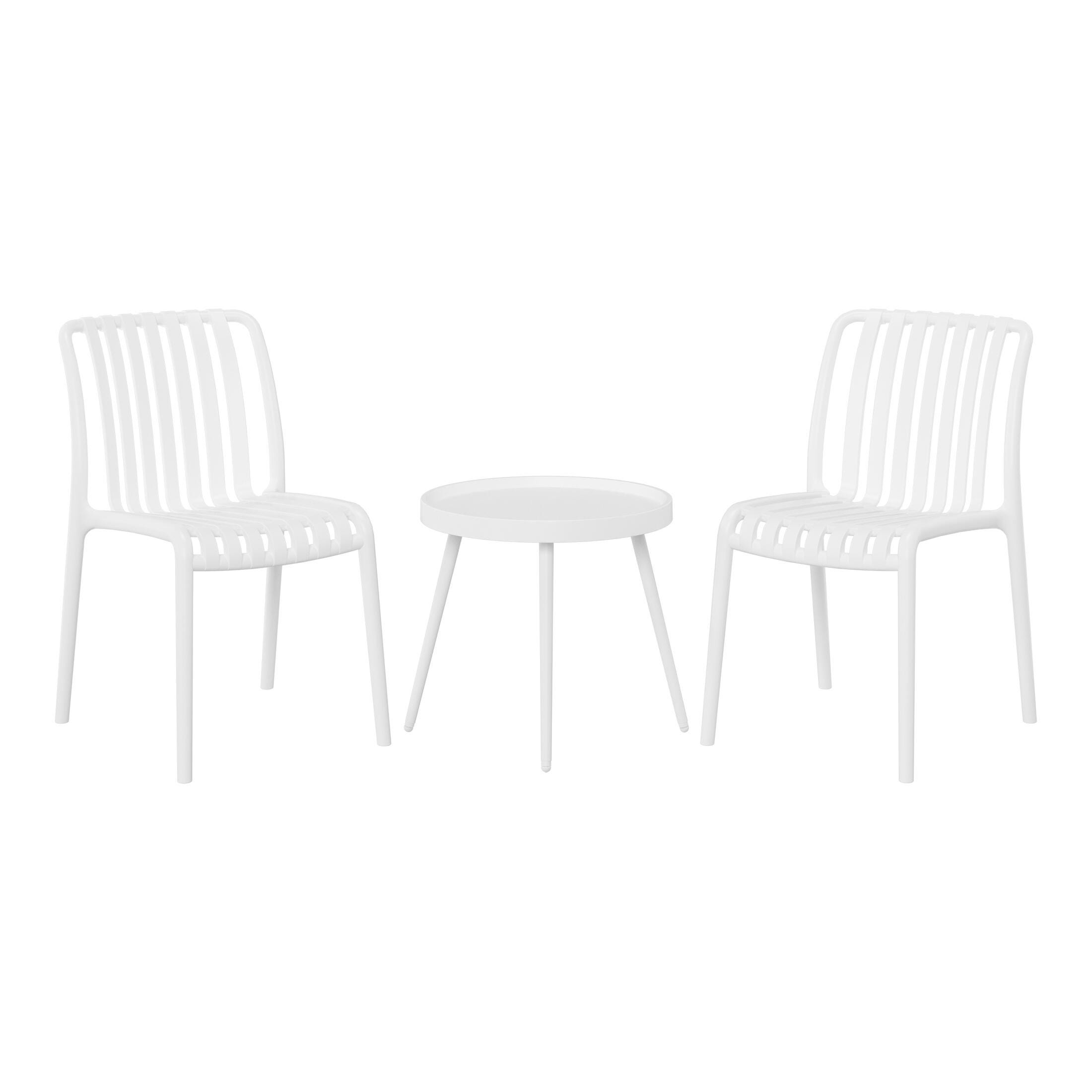 Westin Furniture Celestine Outdoor Side Table and 2 Chairs, White, large