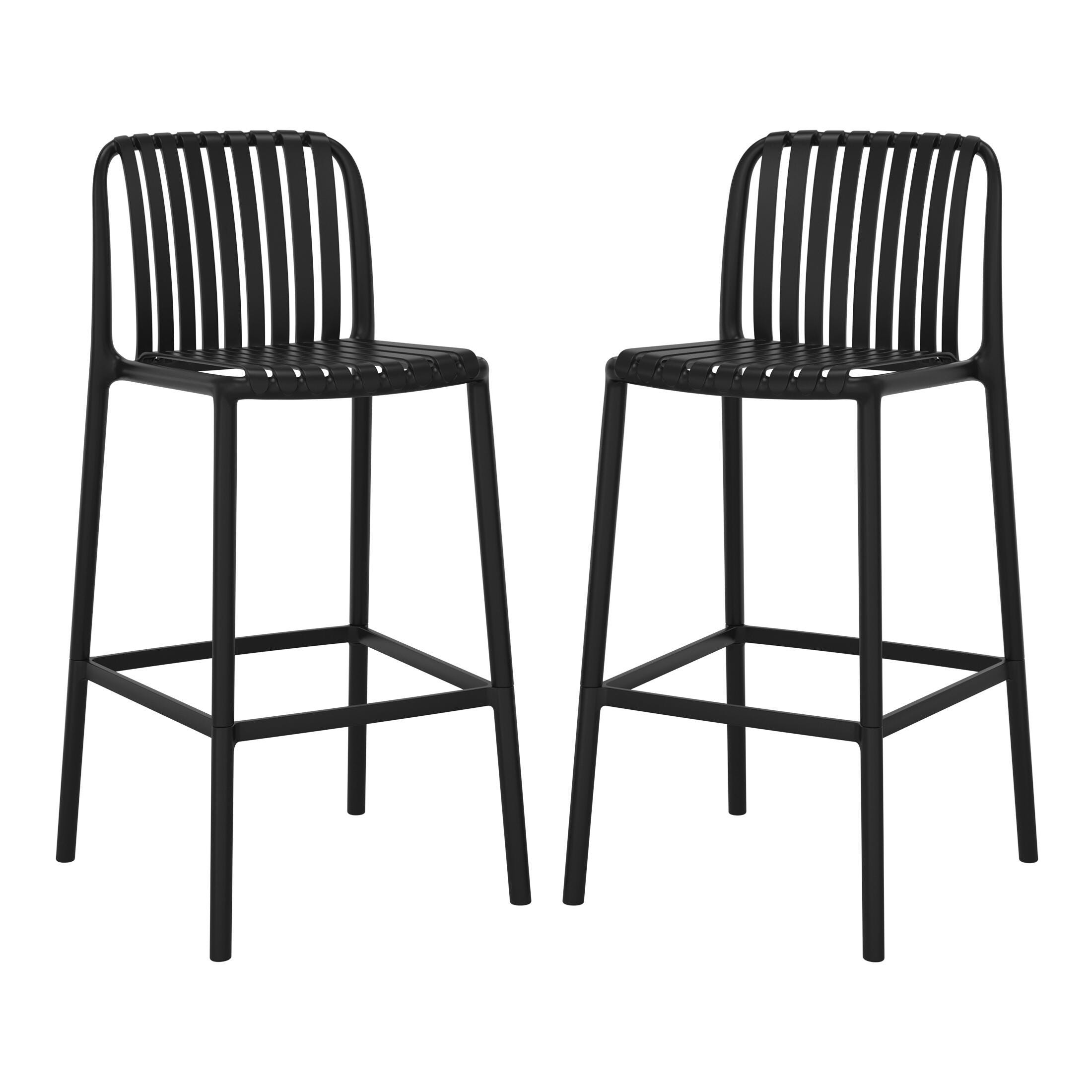 Westin Furniture Soleil Outdoor Bar Stool (Set of 2), Black, large