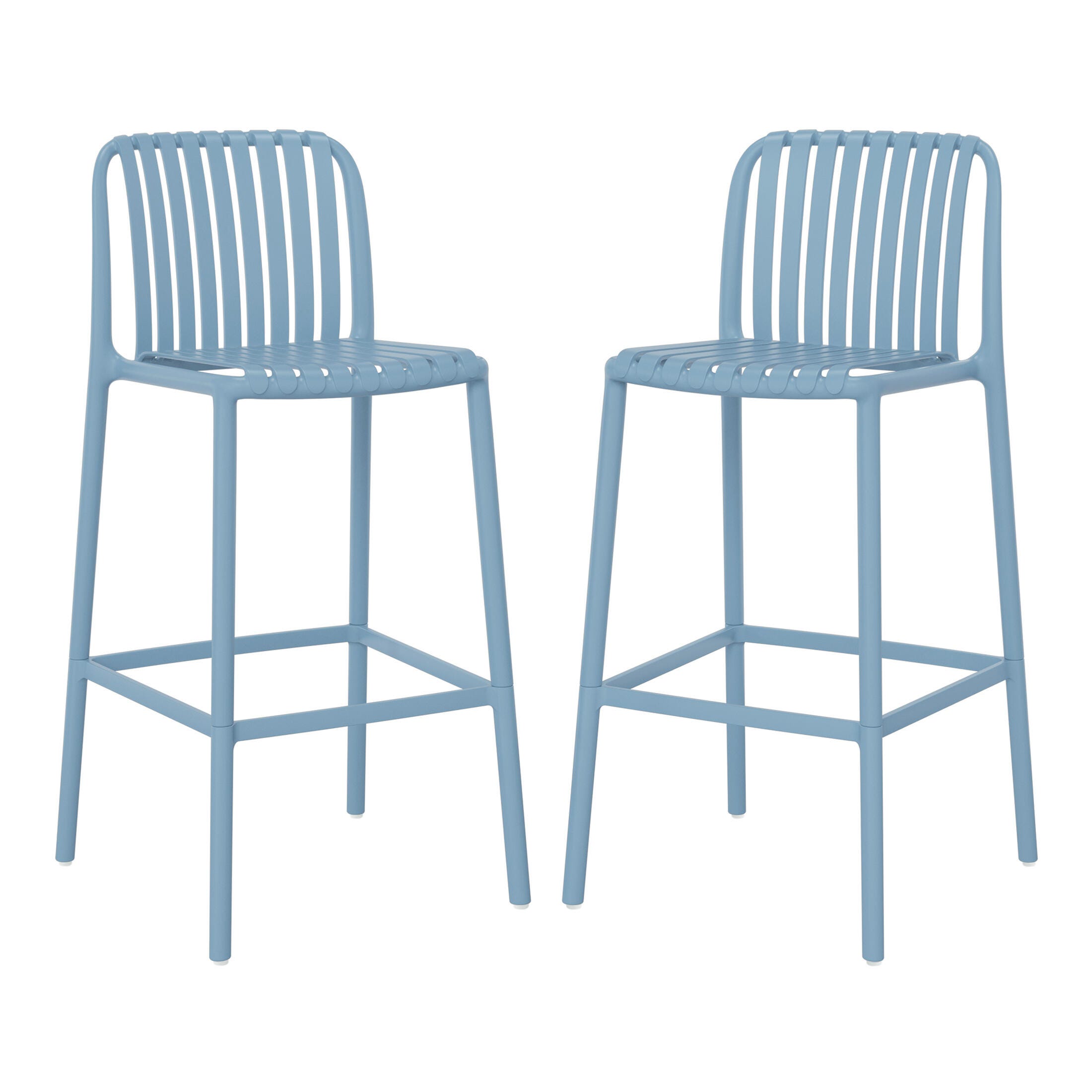 Westin Furniture Soleil Outdoor Bar Stool (Set of 2), French Blue, large