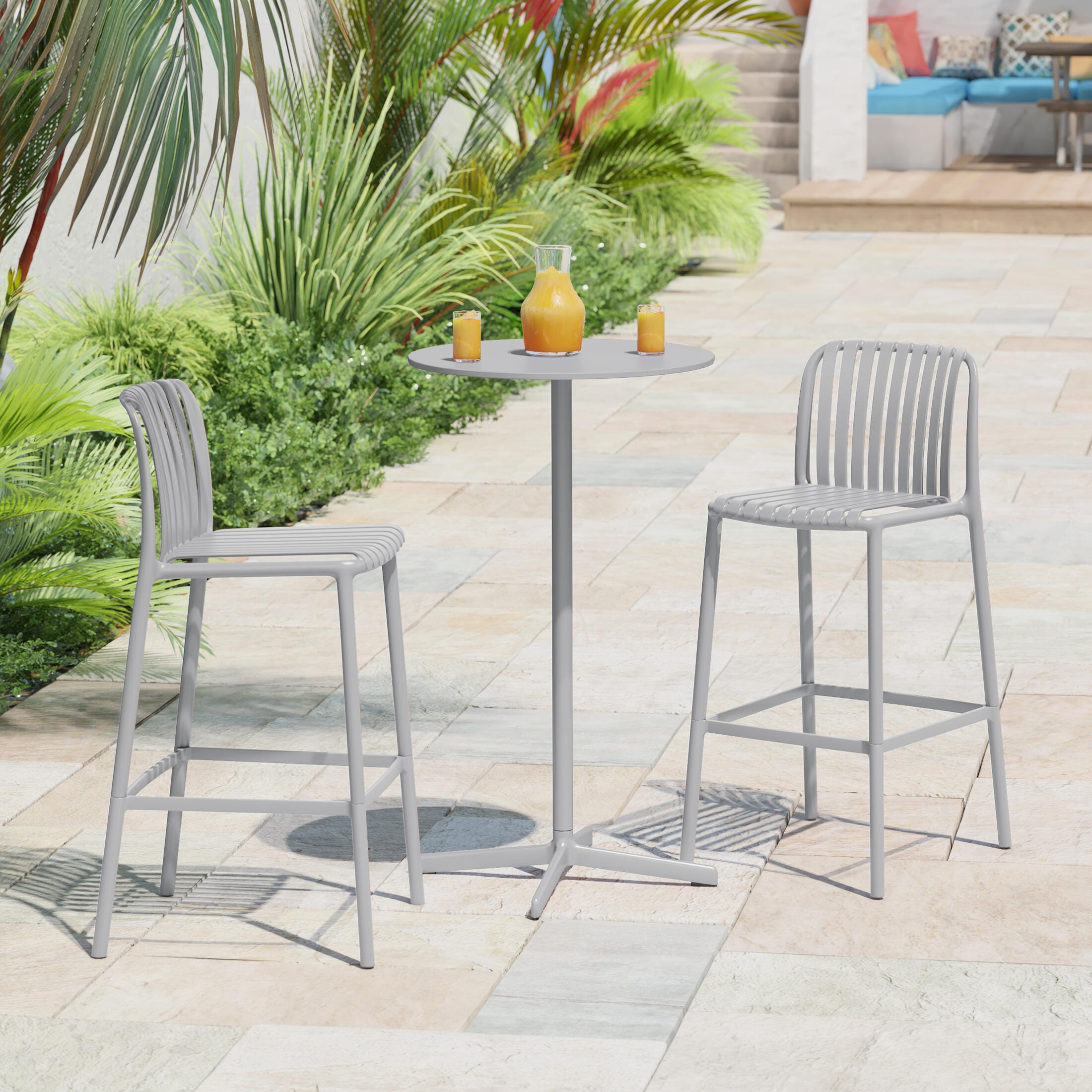 Westin Furniture Soleil Outdoor Bar Stool (Set of 2), Gray, rollover