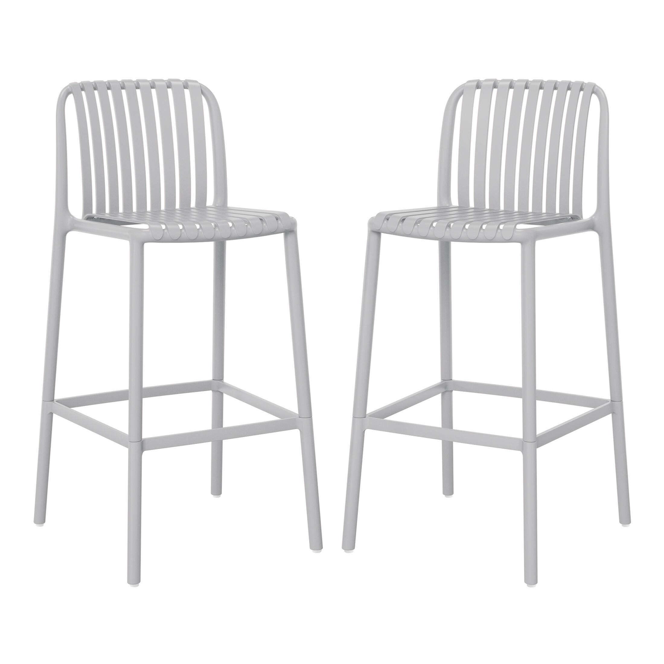 Westin Furniture Soleil Outdoor Bar Stool (Set of 2), Gray, large