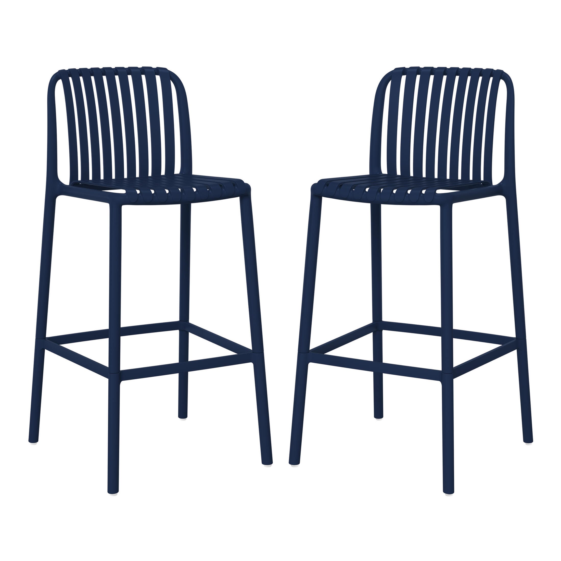 Westin Furniture Soleil Outdoor Bar Stool (Set of 2), Navy Blue, large