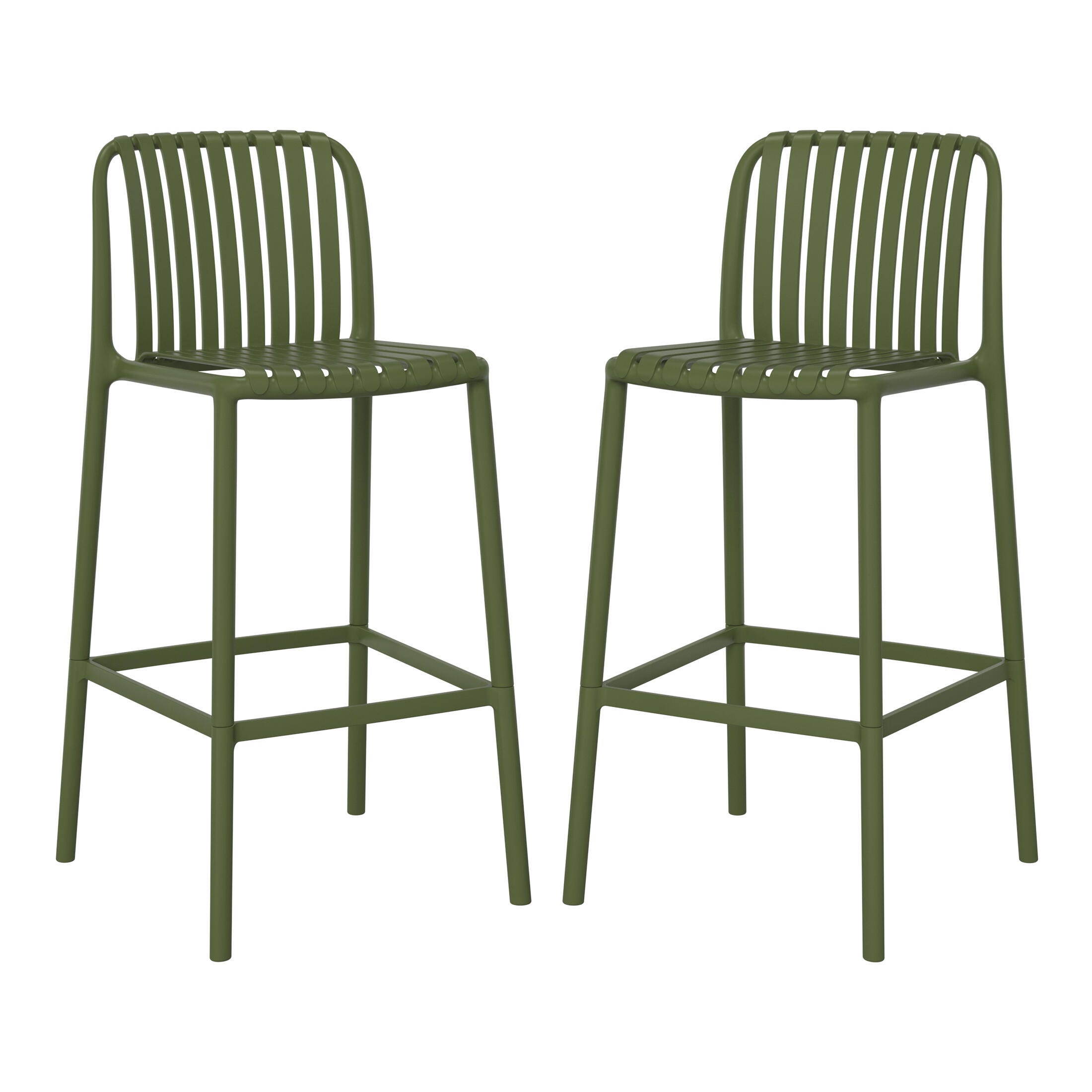 Westin Furniture Soleil Outdoor Bar Stool (Set of 2), Olive Green, large