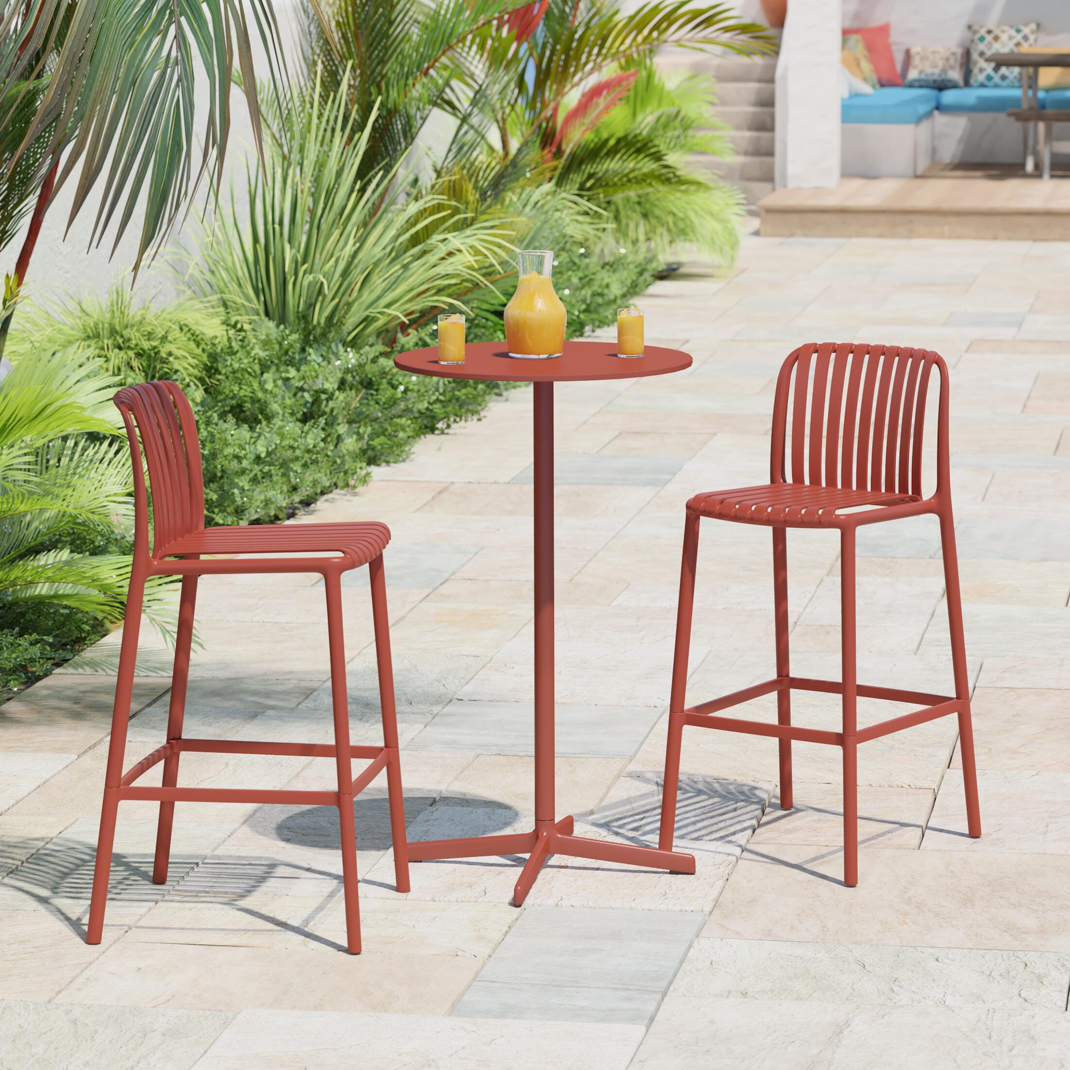 Westin Furniture Soleil Outdoor Bar Stool (Set of 2), Red, rollover