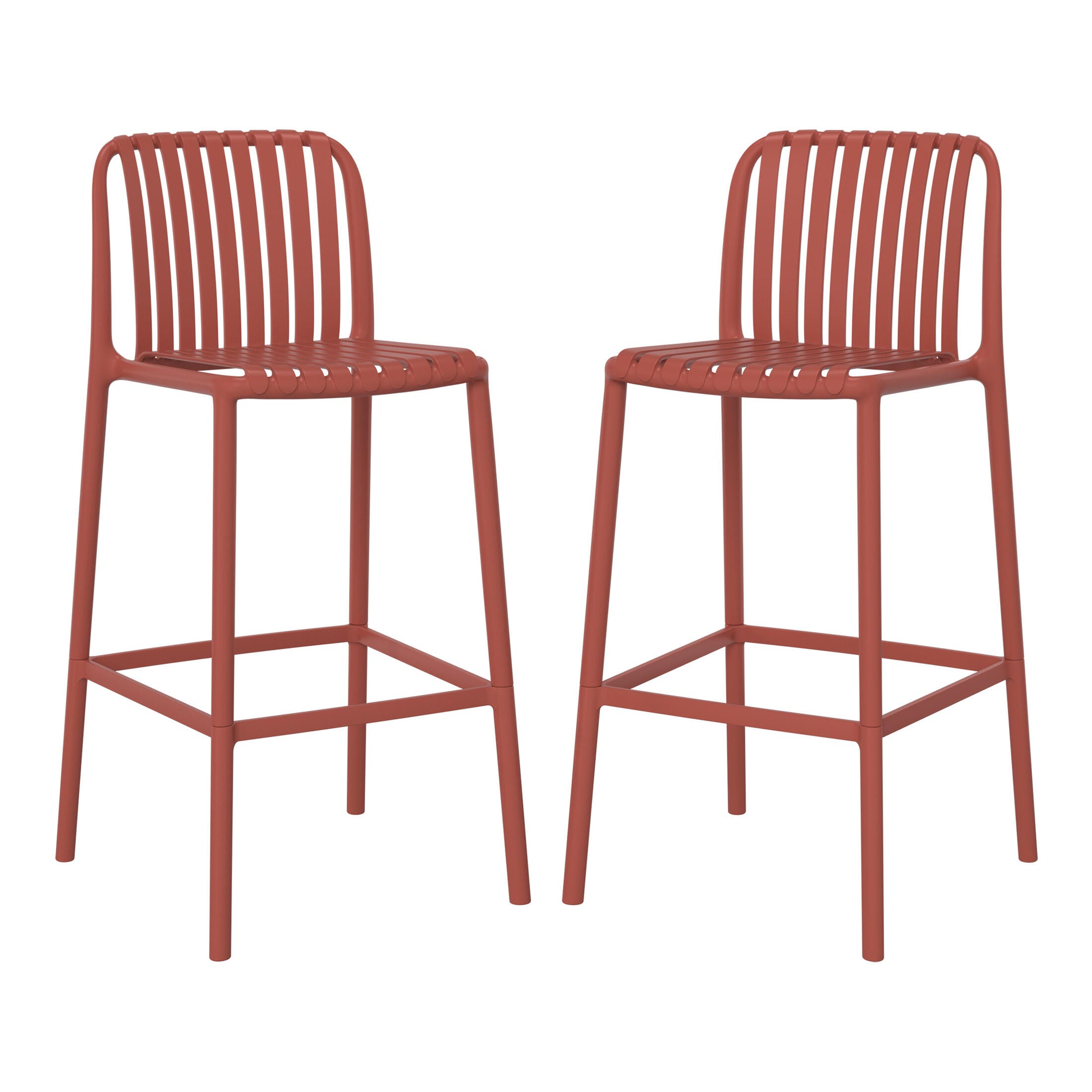 Westin Furniture Soleil Outdoor Bar Stool (Set of 2), Red, large