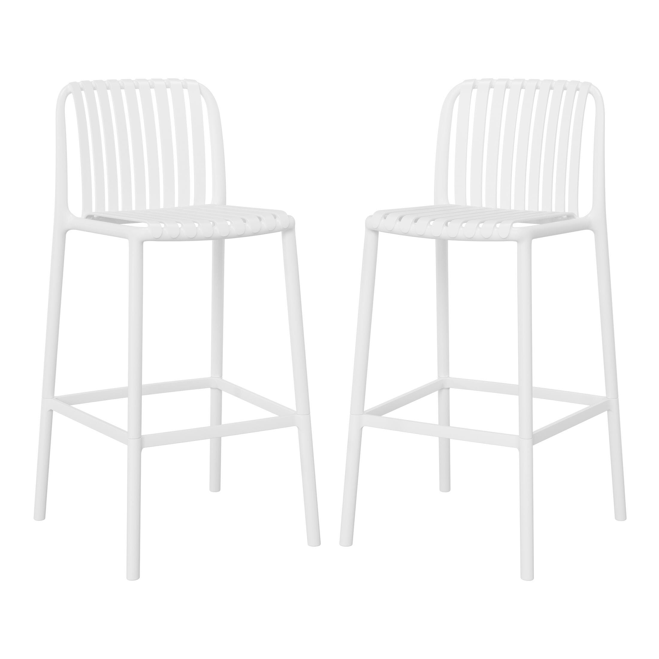 Westin Furniture Soleil Outdoor Bar Stool (Set of 2), White, large